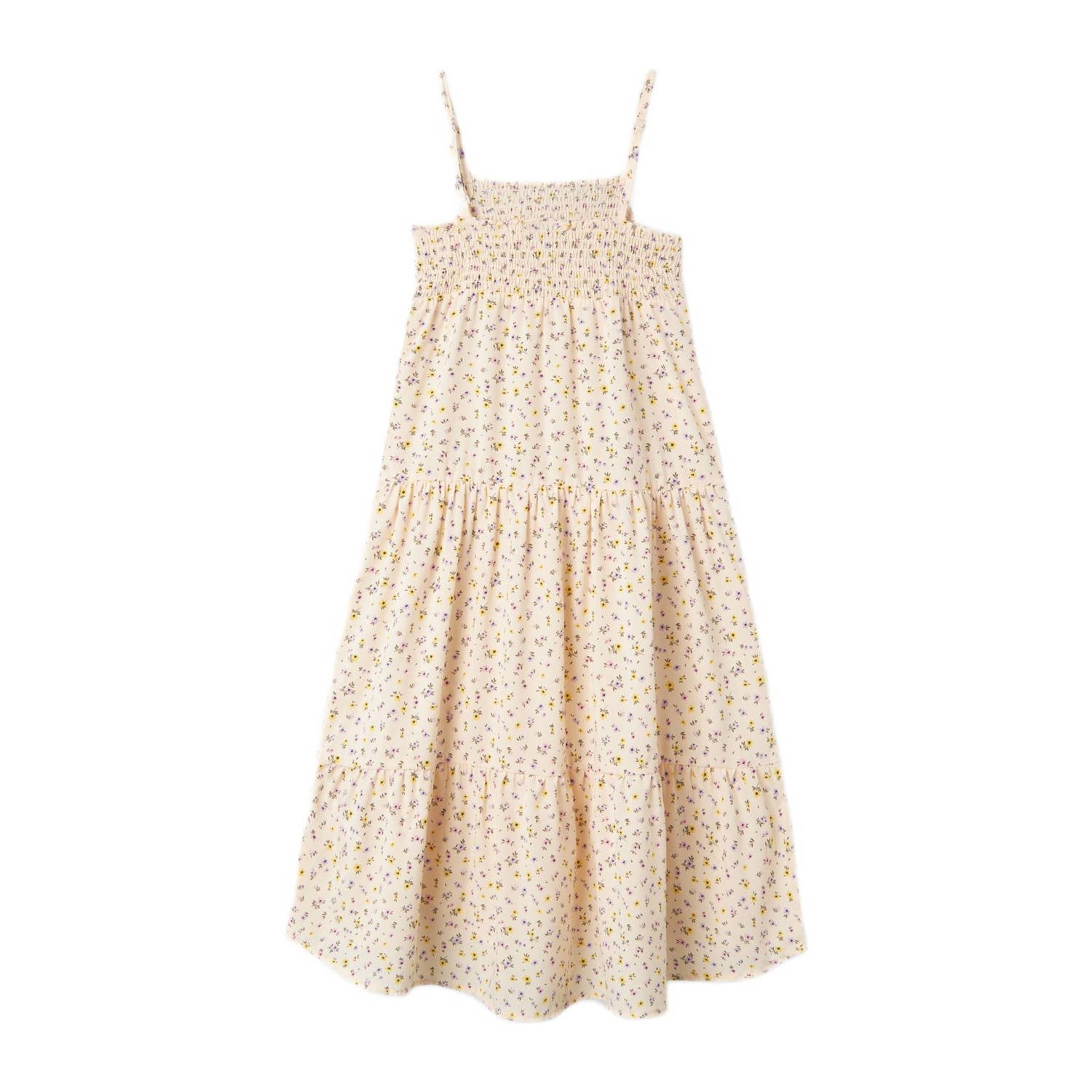 NAME IT KIDS maxi jurk NKFVINAYA met all over print en volant zachtgeel lila
