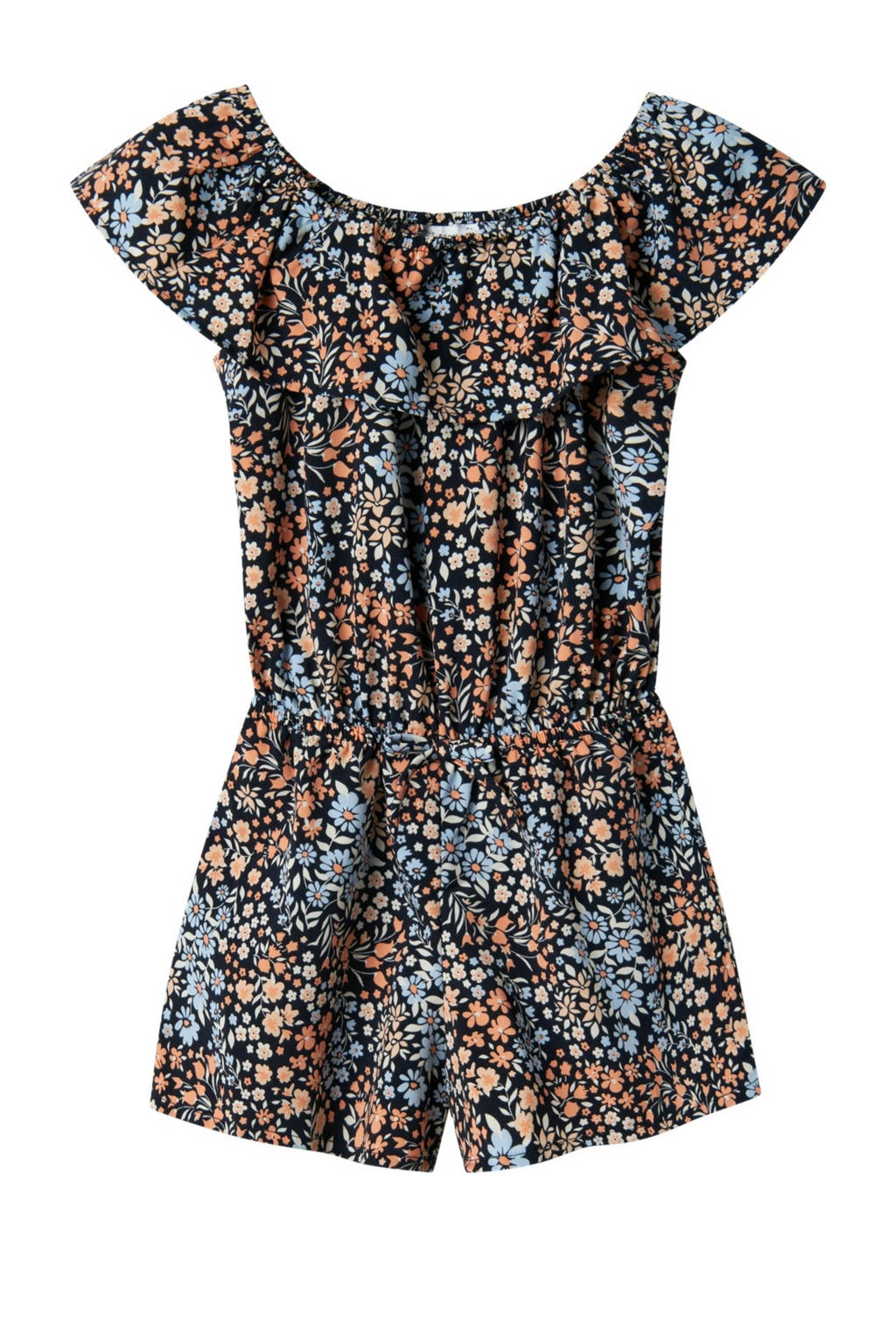 NAME IT KIDS playsuit NKFVINAYA met all over print donkerblauw/lila/oranje