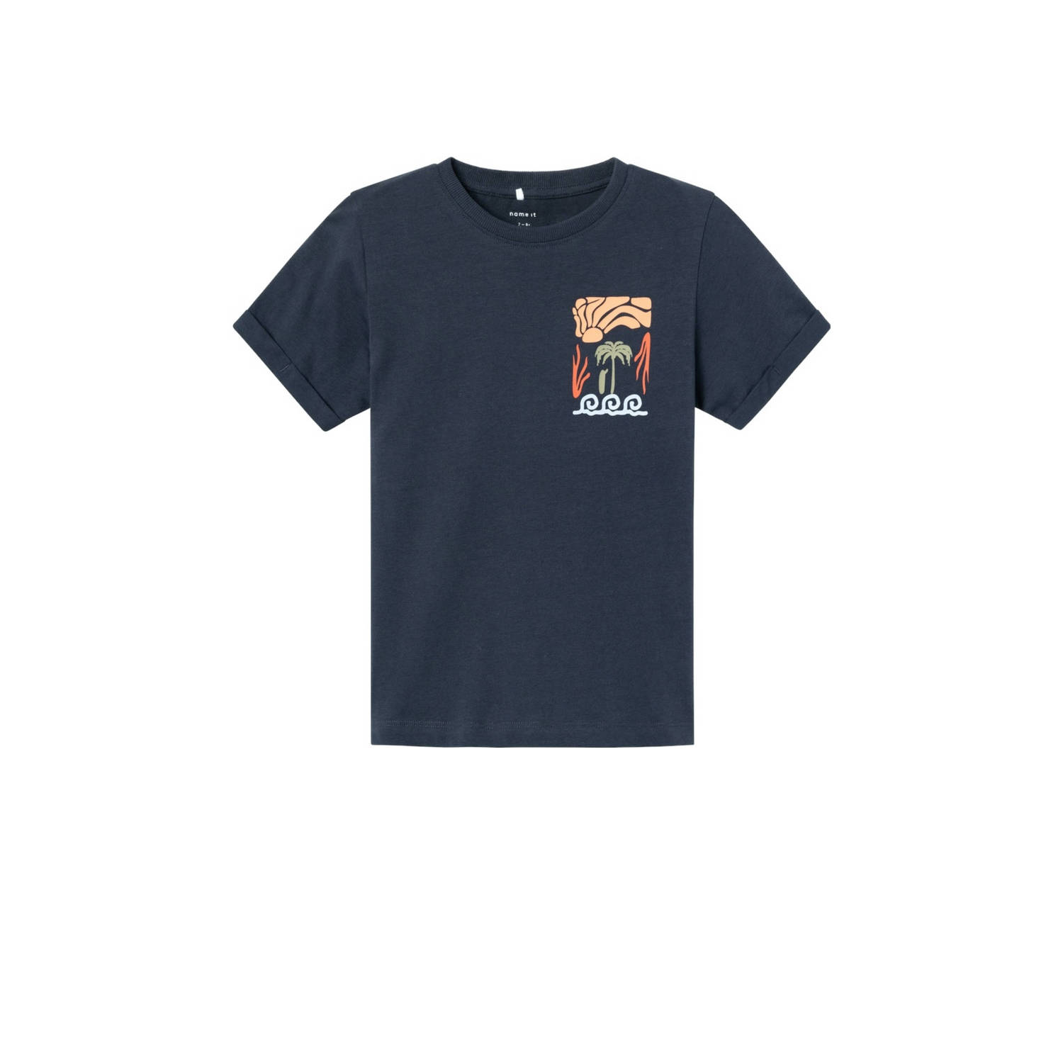 Name it KIDS T-shirt NKMHEPPI met backprint donkerblauw Jongens Katoen Ronde hals 134 140
