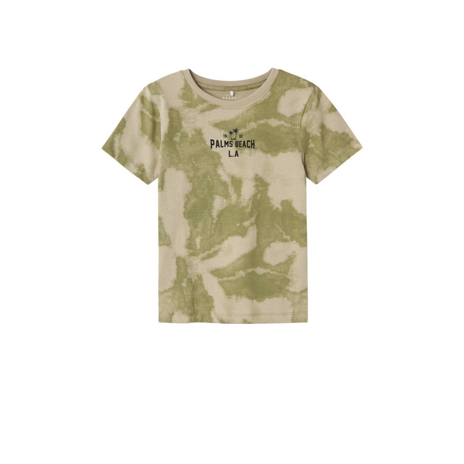 Name it KIDS T-shirt NKMVELUKAS met all over print armygroen Jongens Katoen Ronde hals 122 128