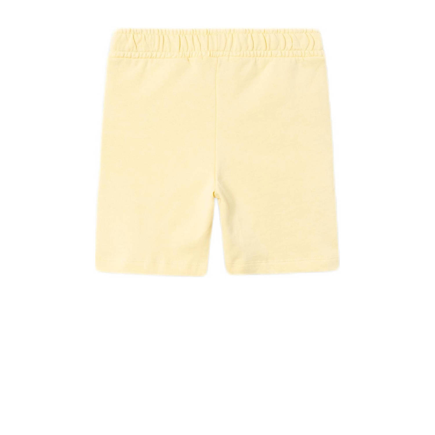 NAME IT KIDS sweatshort NKMHAVNE met tekst lichtgeel