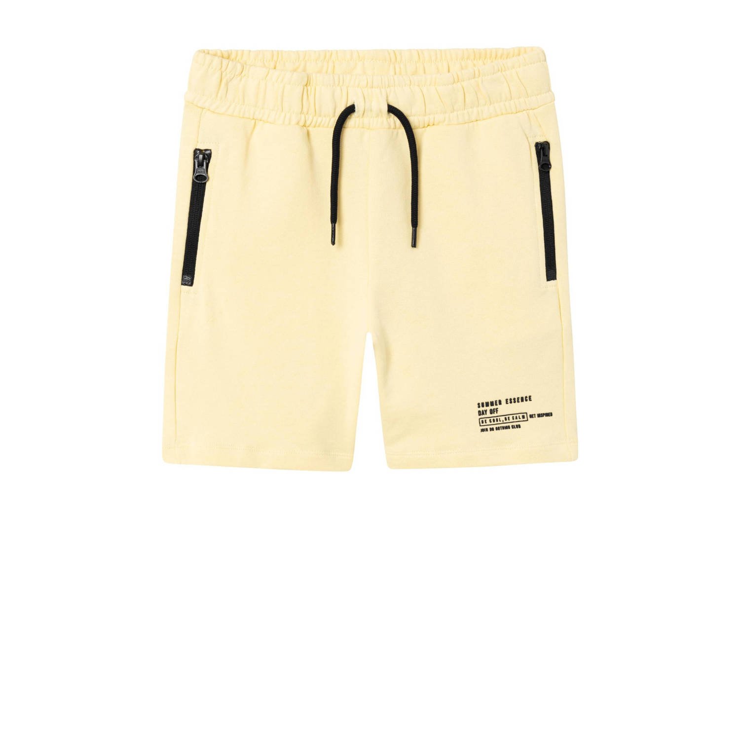 NAME IT KIDS sweatshort NKMHAVNE met tekst lichtgeel