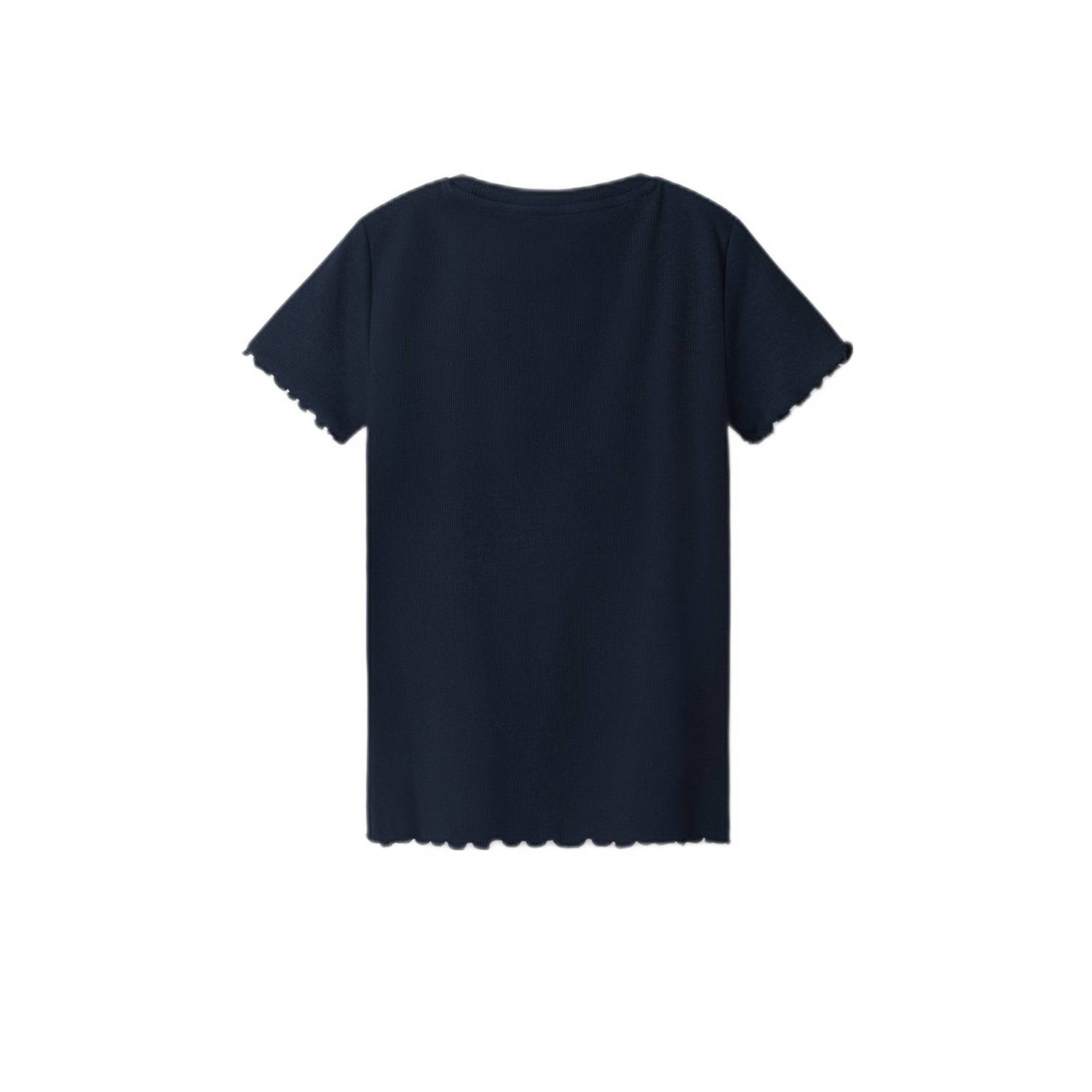 NAME IT KIDS T-shirt NKFVIVEMMA met printopdruk en textuur donkerblauw