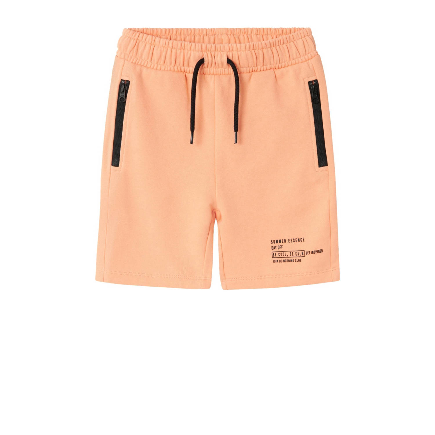 Name it KIDS sweatshort NKMHAVNE met tekst zachtoranje Korte broek Tekst 116