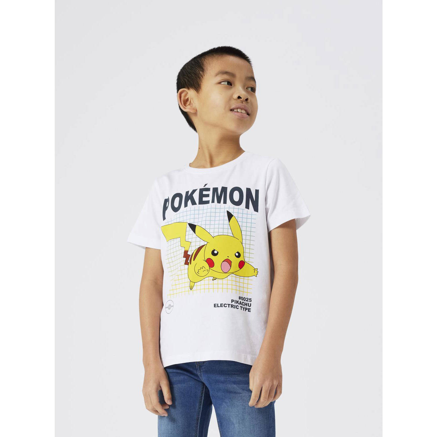 NAME IT KIDS Pokemon T-shirt NKMAMOS met printopdruk wit