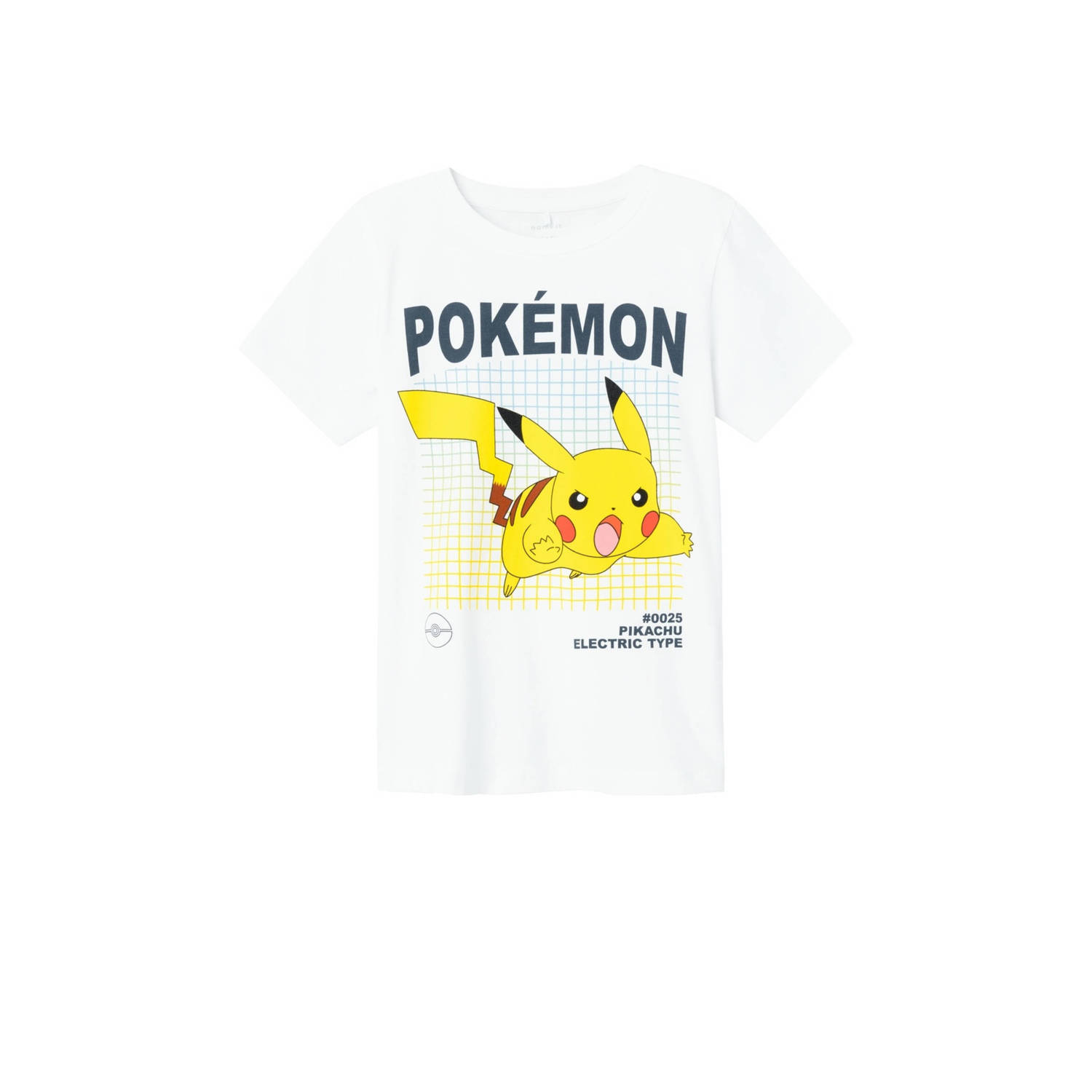Name it KIDS Pokemon T-shirt NKMAMOS met printopdruk wit Jongens Stretchkatoen Ronde hals 122 128