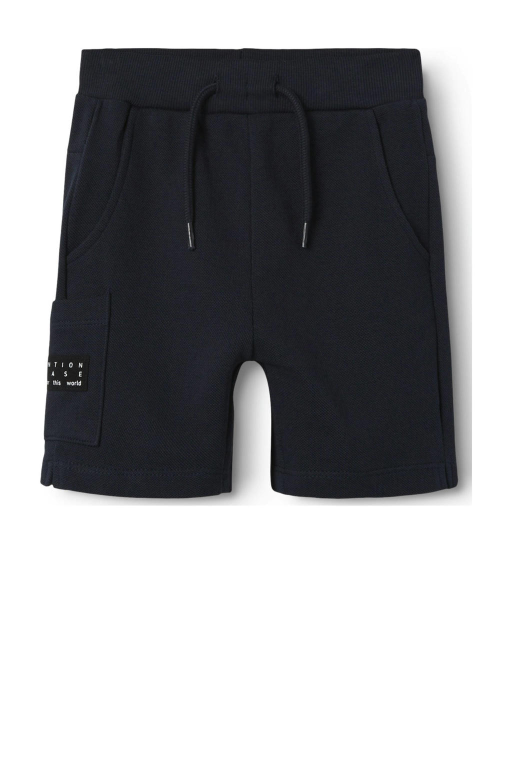 Donkerblauwe jongens NAME IT MINI sweatshort met elastische tailleband met koord en effen
