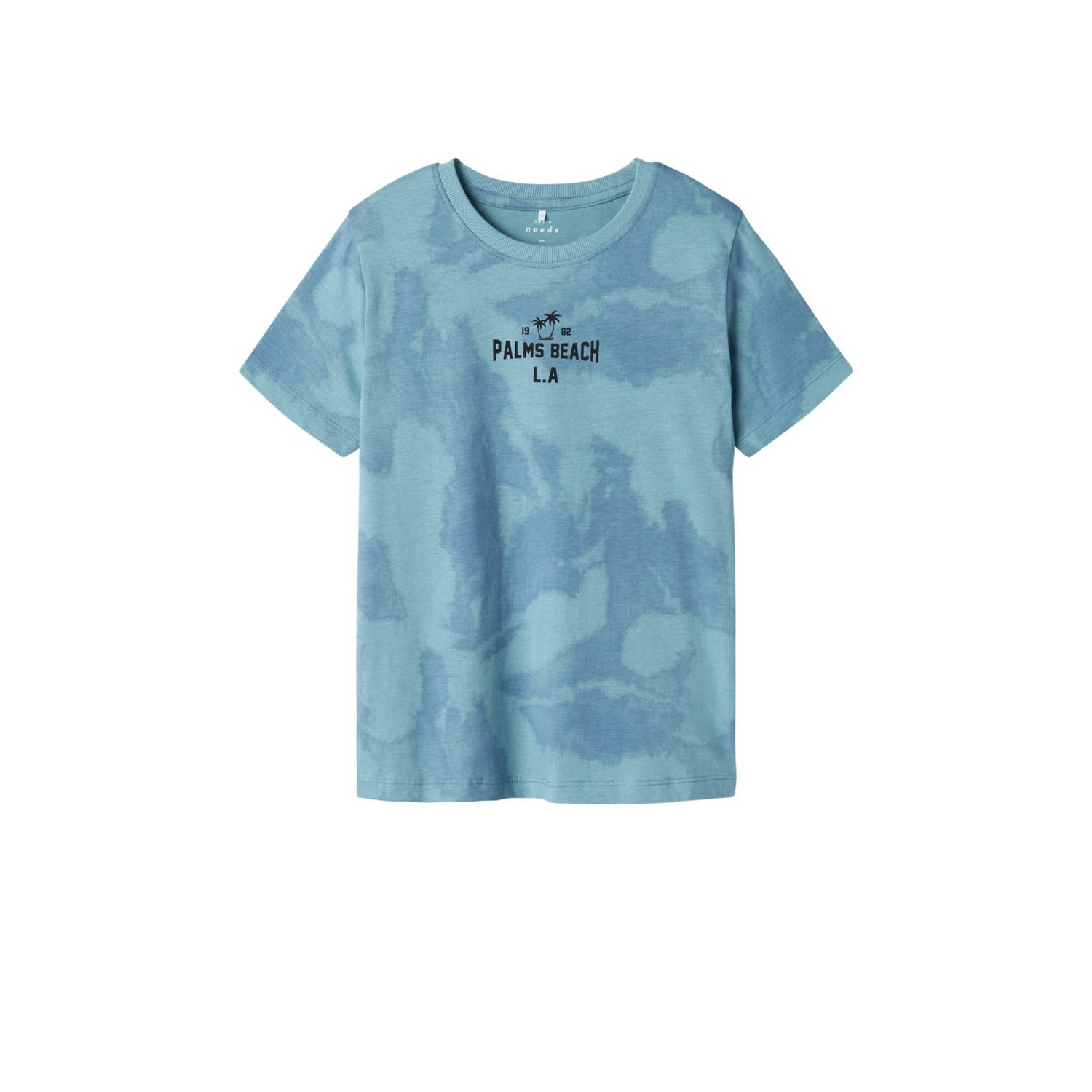 Name it KIDS T-shirt NKMVELUKAS met all over print middenblauw Jongens Katoen Ronde hals 134 140