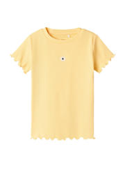 thumbnail: Gele meisjes NAME IT MINI T-shirt en textuur met printopdruk, korte mouwen en ronde hals