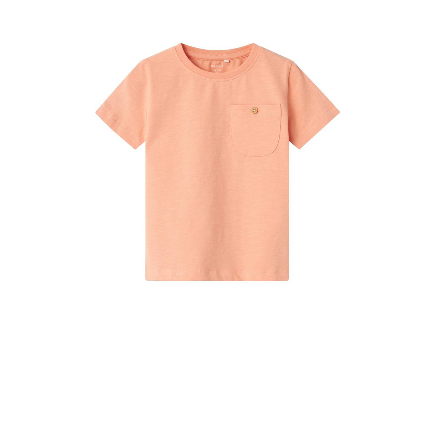 Name it MINI T-shirt NMMHUGO oranjeroze Jongens Biologisch katoen Ronde hals 86