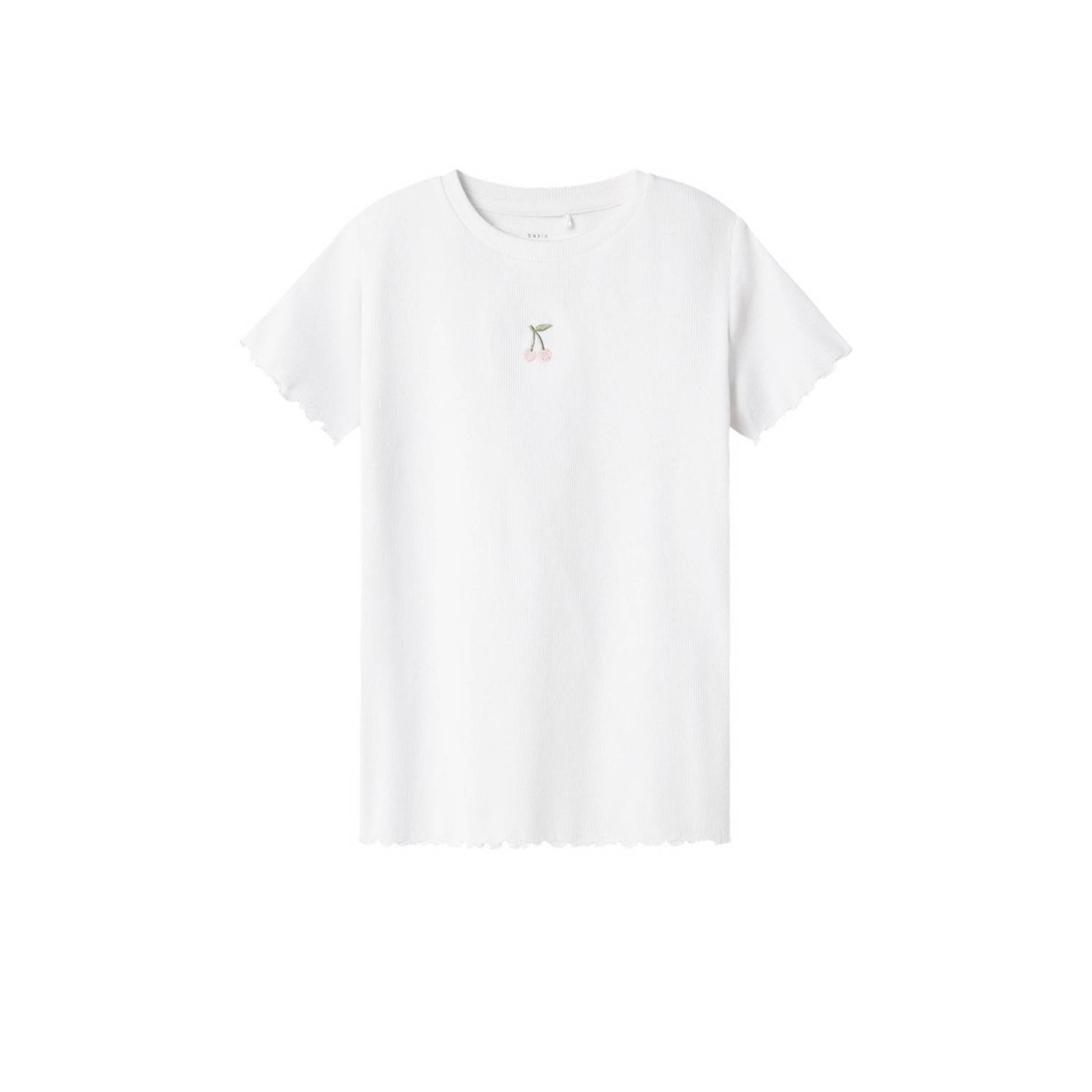 Name it KIDS T-shirt NKFVIVEMMA met printopdruk en textuur wit Meisjes Katoen Ronde hals 134 140