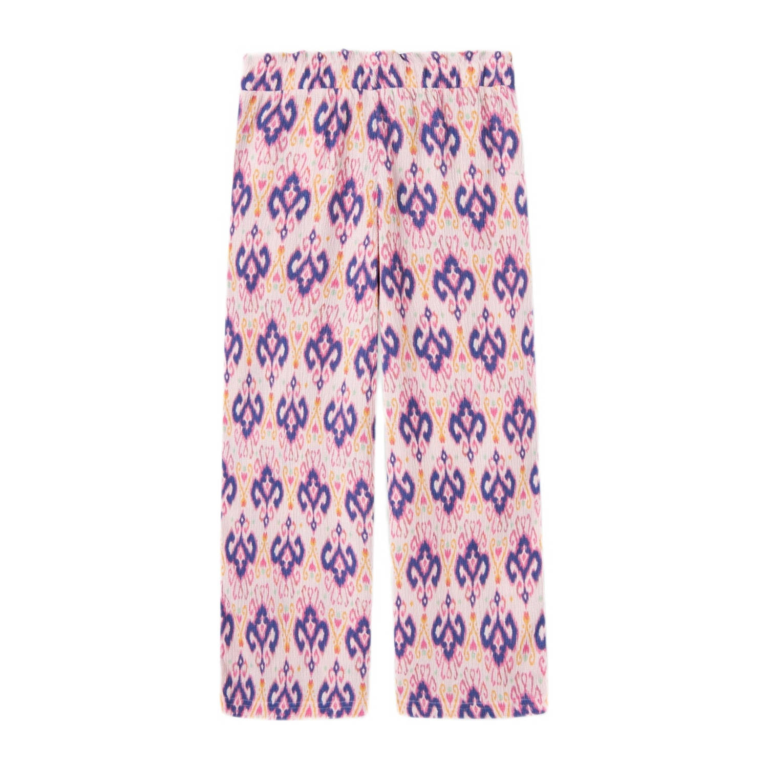 NAME IT KIDS wide leg broek NKFHABANE met all over print en textuur roze paars