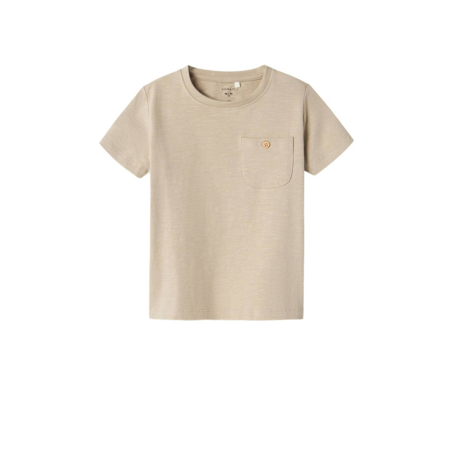 Name it MINI T-shirt NMMHUGO zand Beige Jongens Biologisch katoen Ronde hals 110