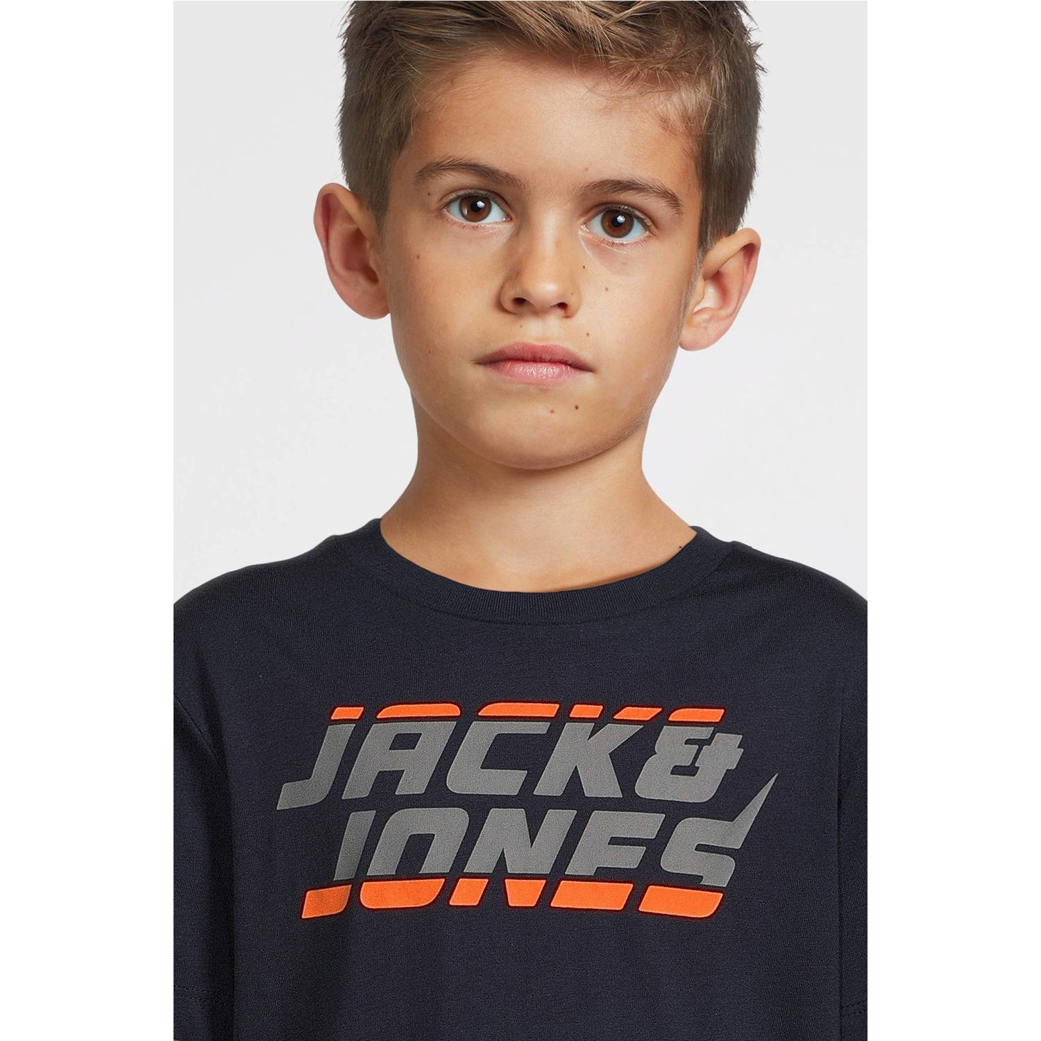 JACK & JONES JUNIOR T-shirt JCOKAPPER met logo donkerblauw
