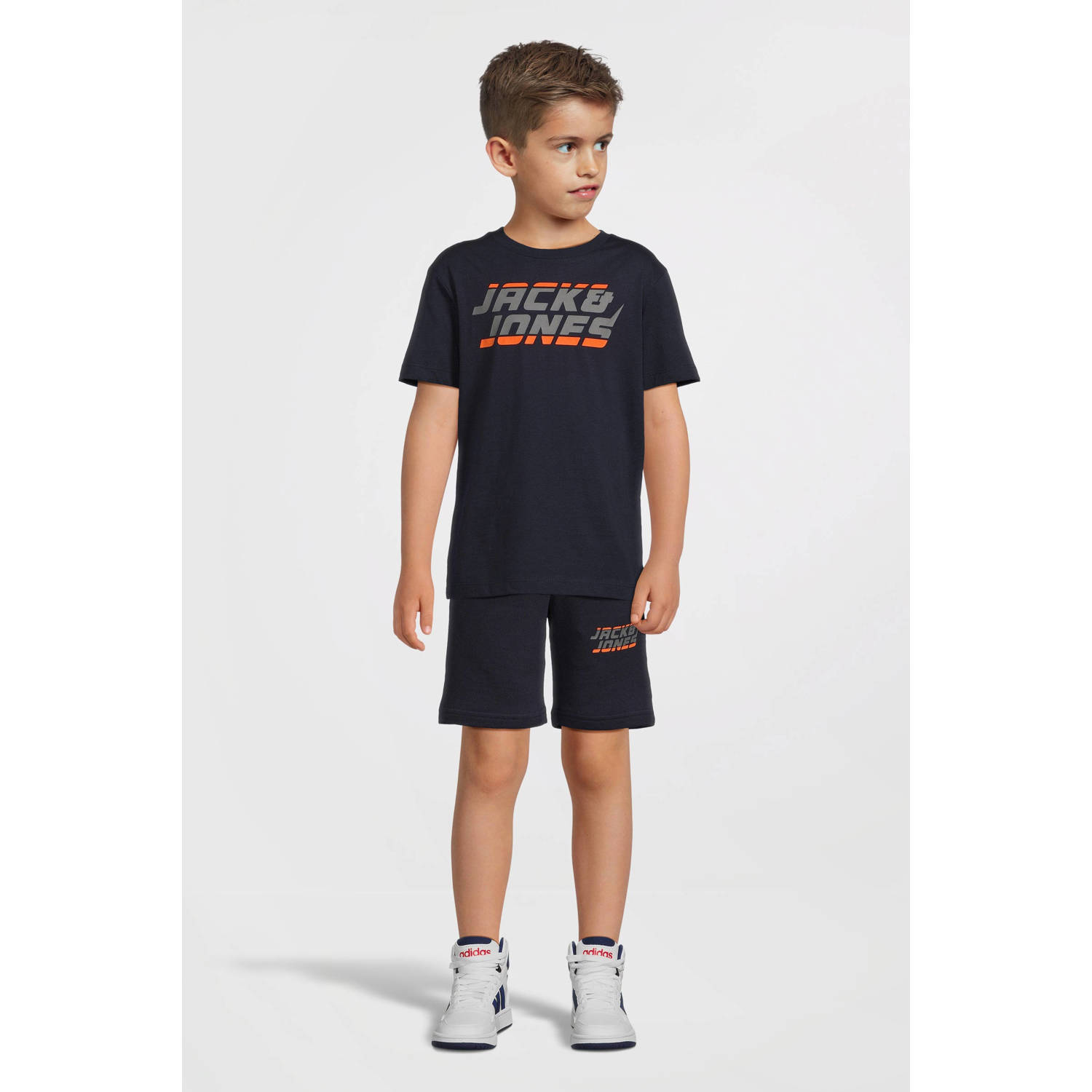 JACK & JONES JUNIOR T-shirt JCOKAPPER met logo donkerblauw
