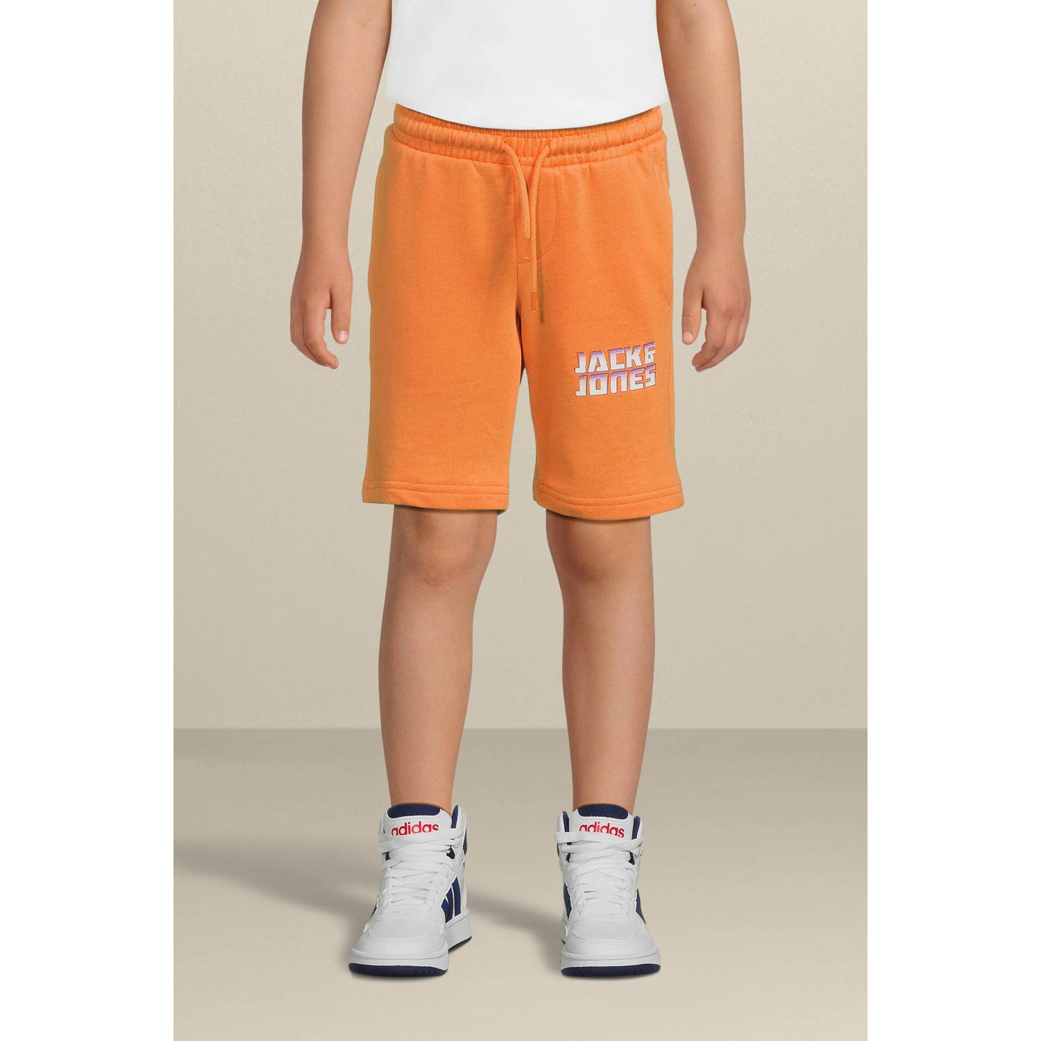 Jack & jones JUNIOR sweatshort JPSTKAPPER met logo lichtoranje Korte broek 128