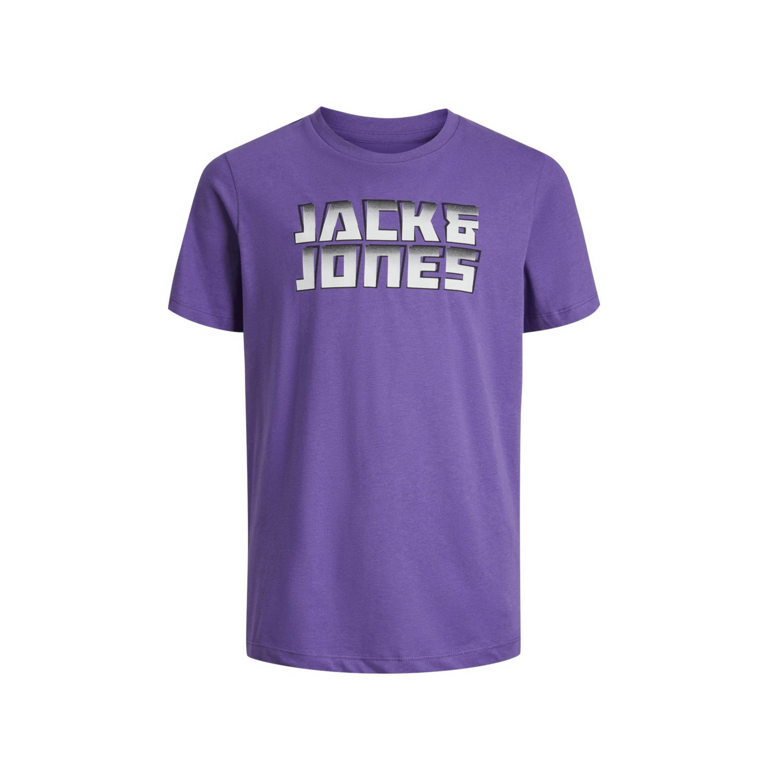 Jack & jones JUNIOR T-shirt JCOKAPPER met logo paars Jongens Katoen Ronde hals 128