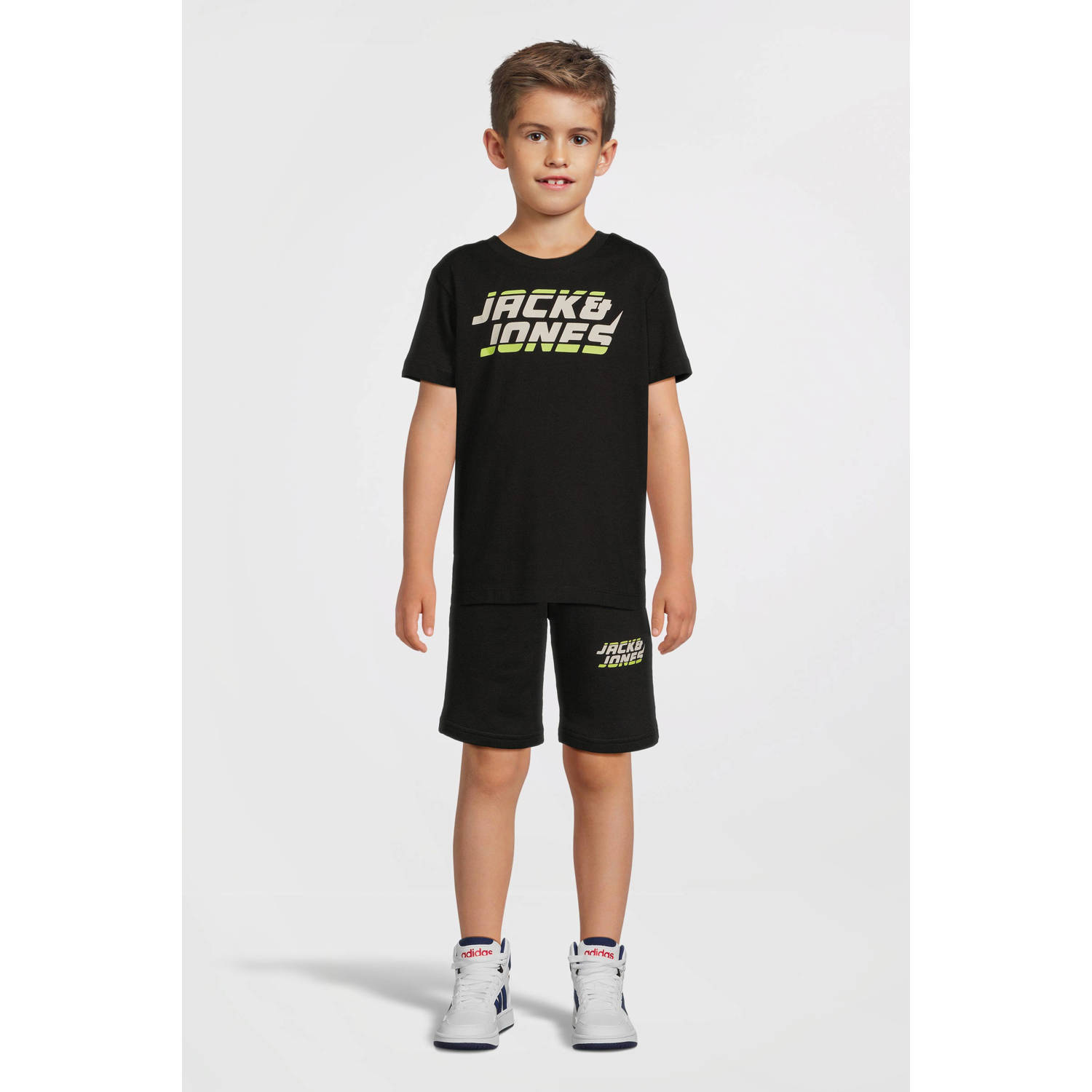 JACK & JONES JUNIOR T-shirt JCOKAPPER met logo zwart