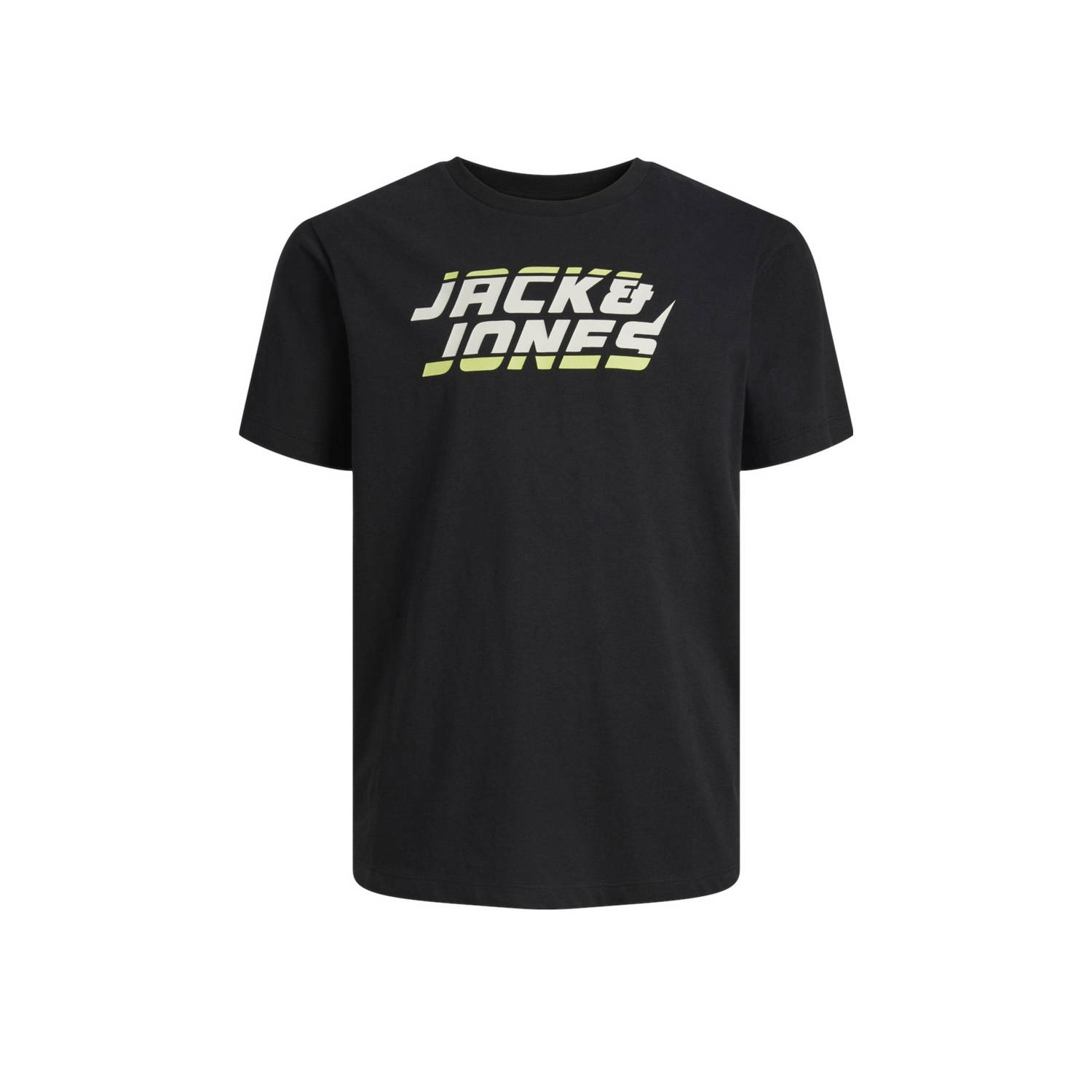 Jack & jones JUNIOR T-shirt JCOKAPPER met logo zwart Jongens Katoen Ronde hals 128