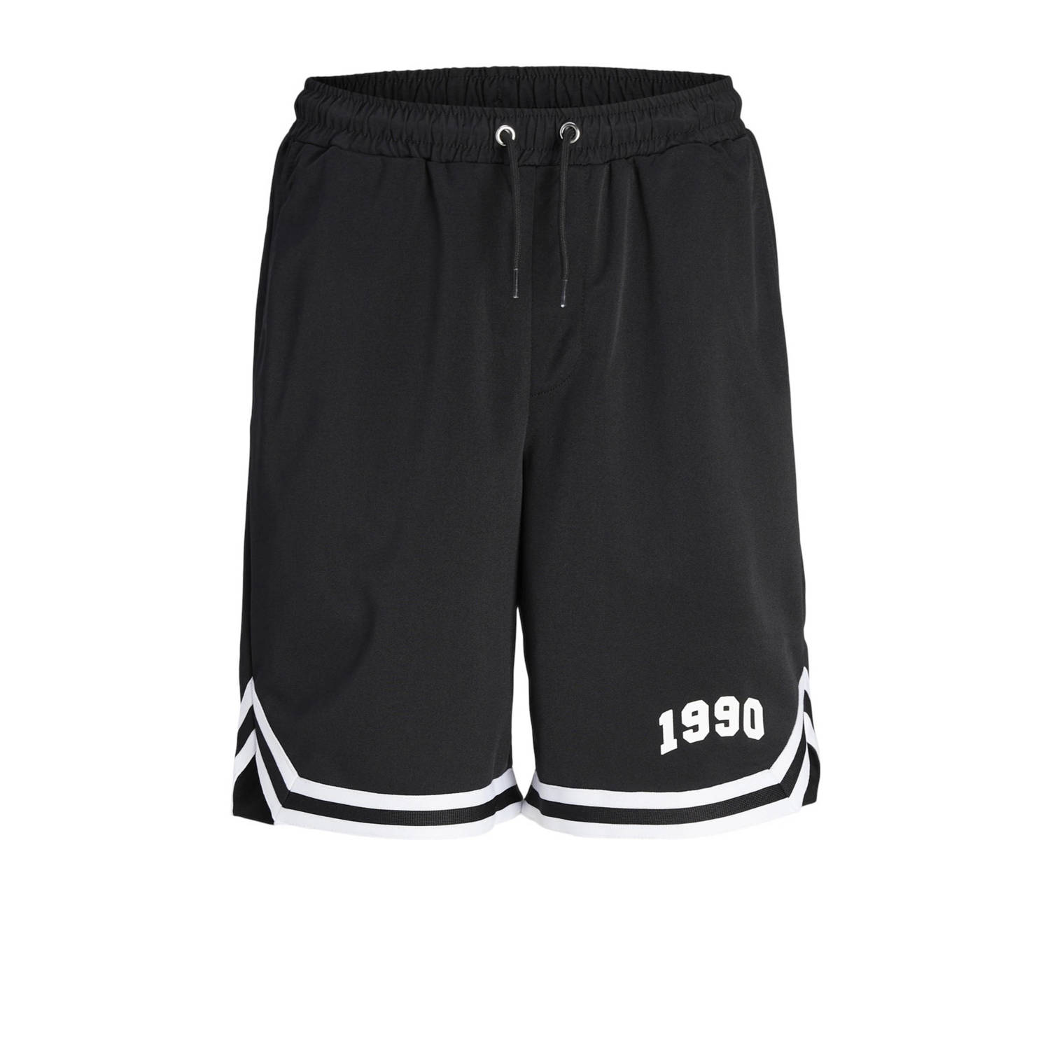 Jack & jones JUNIOR loose fit casual short JPSTBILL JJJORDAN met printopdruk zwart wit Korte broek Jongens Polyester 152