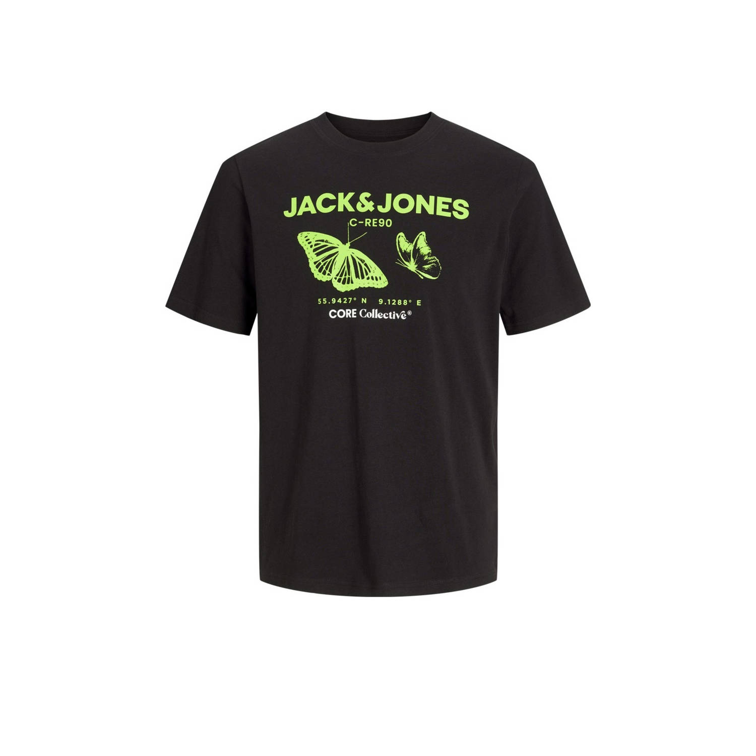 Jack & jones JUNIOR T-shirt JCOTEXT met printopdruk zwart Jongens Katoen Ronde hals 128