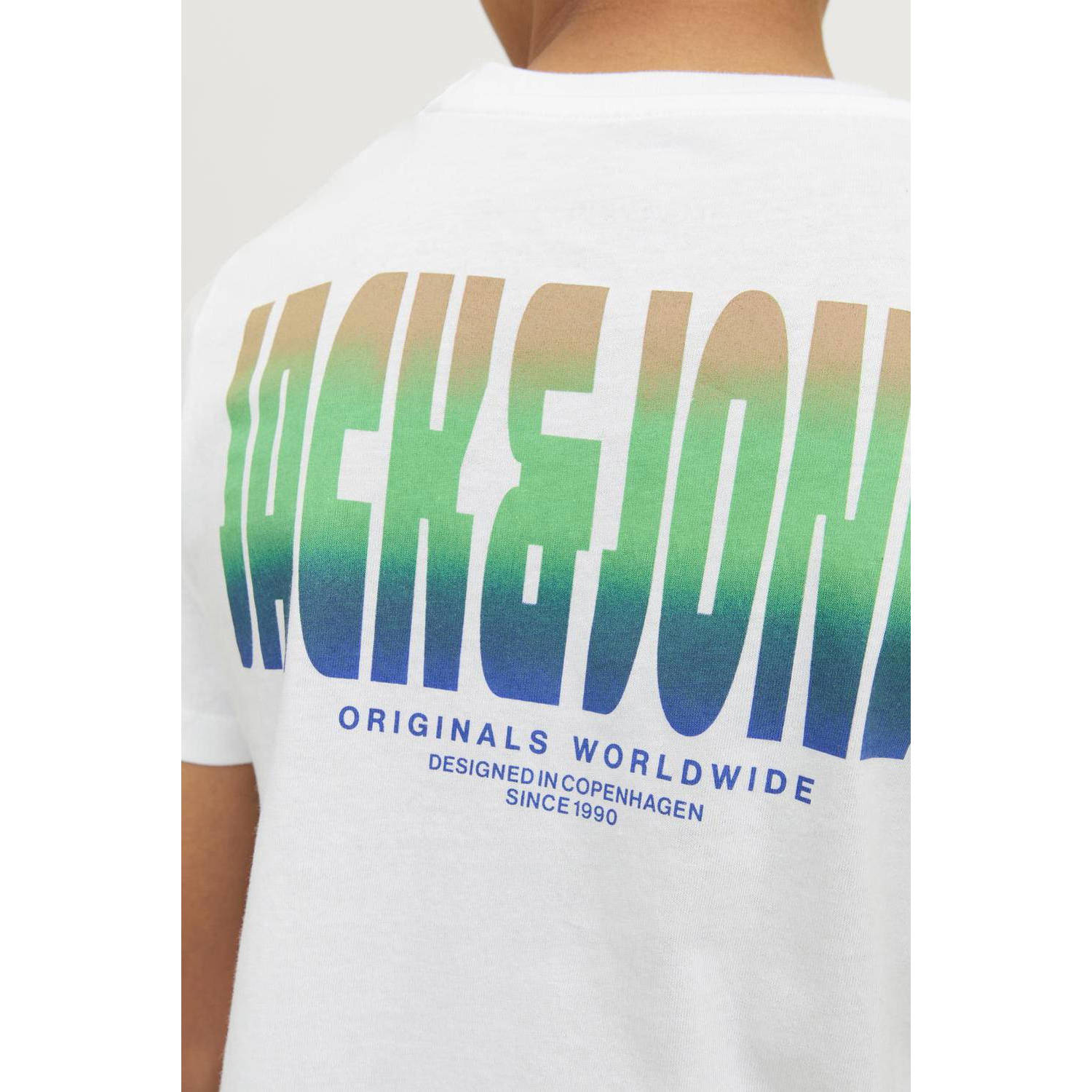 JACK & JONES JUNIOR T-shirt JORARUBA met backprint wit