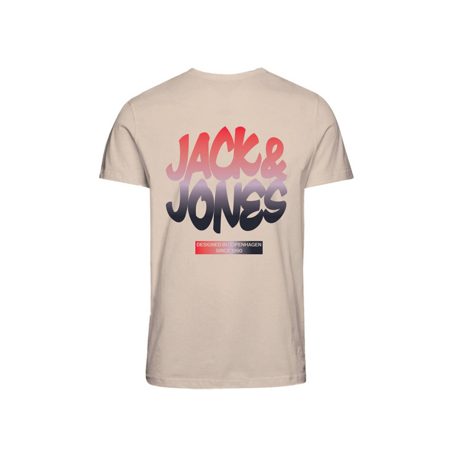JACK & JONES JUNIOR T-shirt JORARUBA met backprint ecru