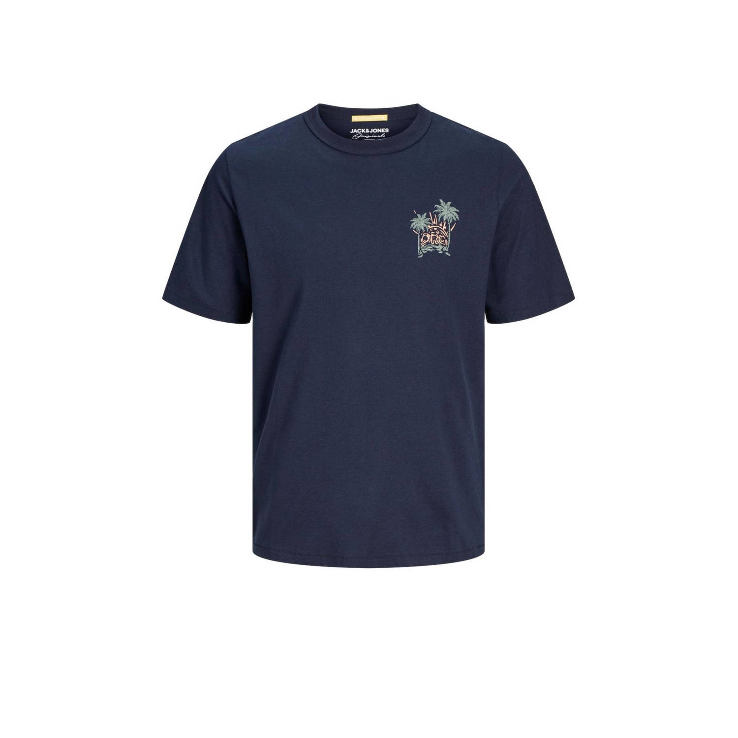 Jack & jones JUNIOR T-shirt JORPALM met backprint donkerblauw Jongens Katoen Ronde hals 128