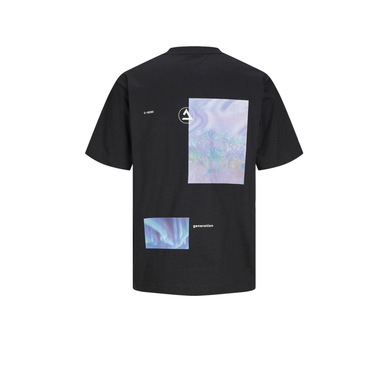 JACK & JONES JUNIOR T-shirt JCOSOLARRIZE met backprint zwart