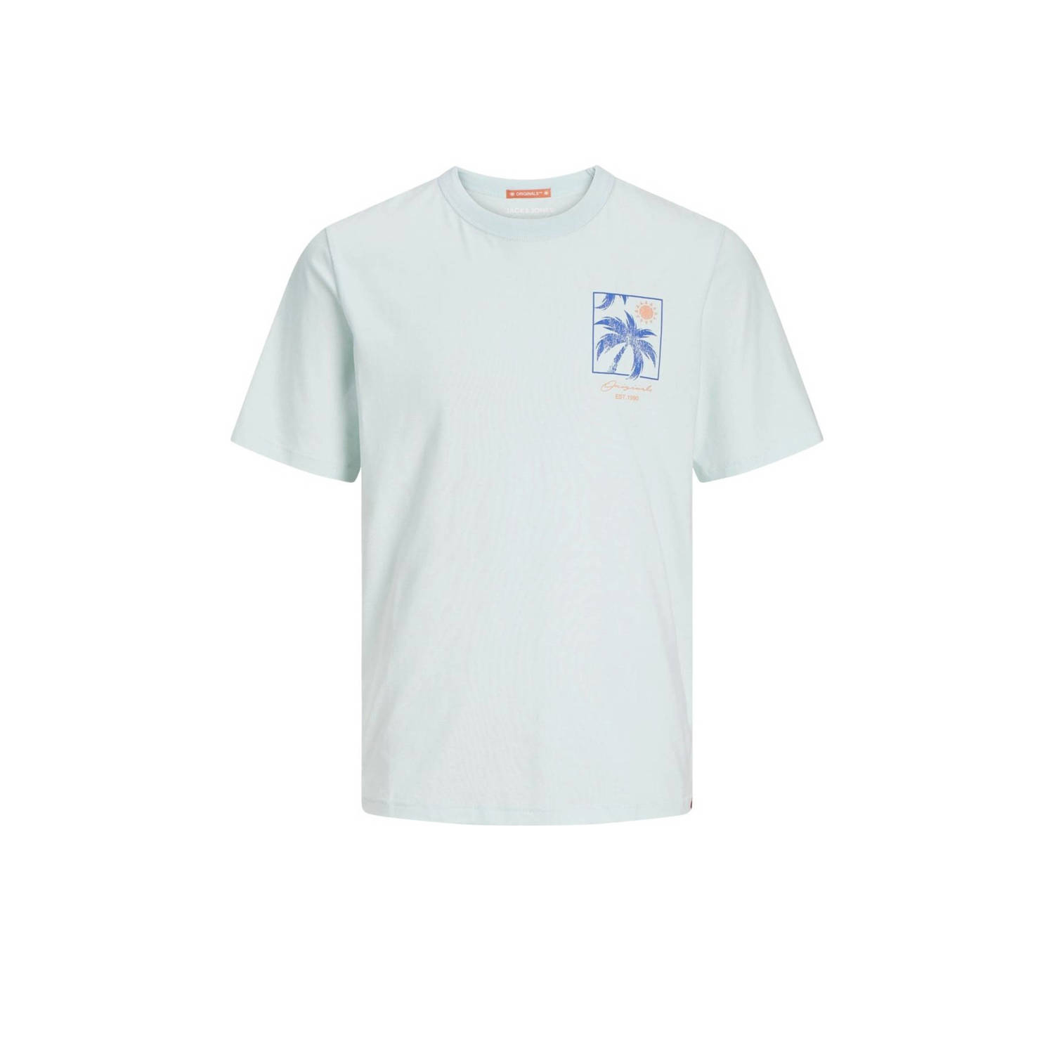 Jack & jones JUNIOR T-shirt JORPALM met backprint lichtblauw Jongens Katoen Ronde hals 128