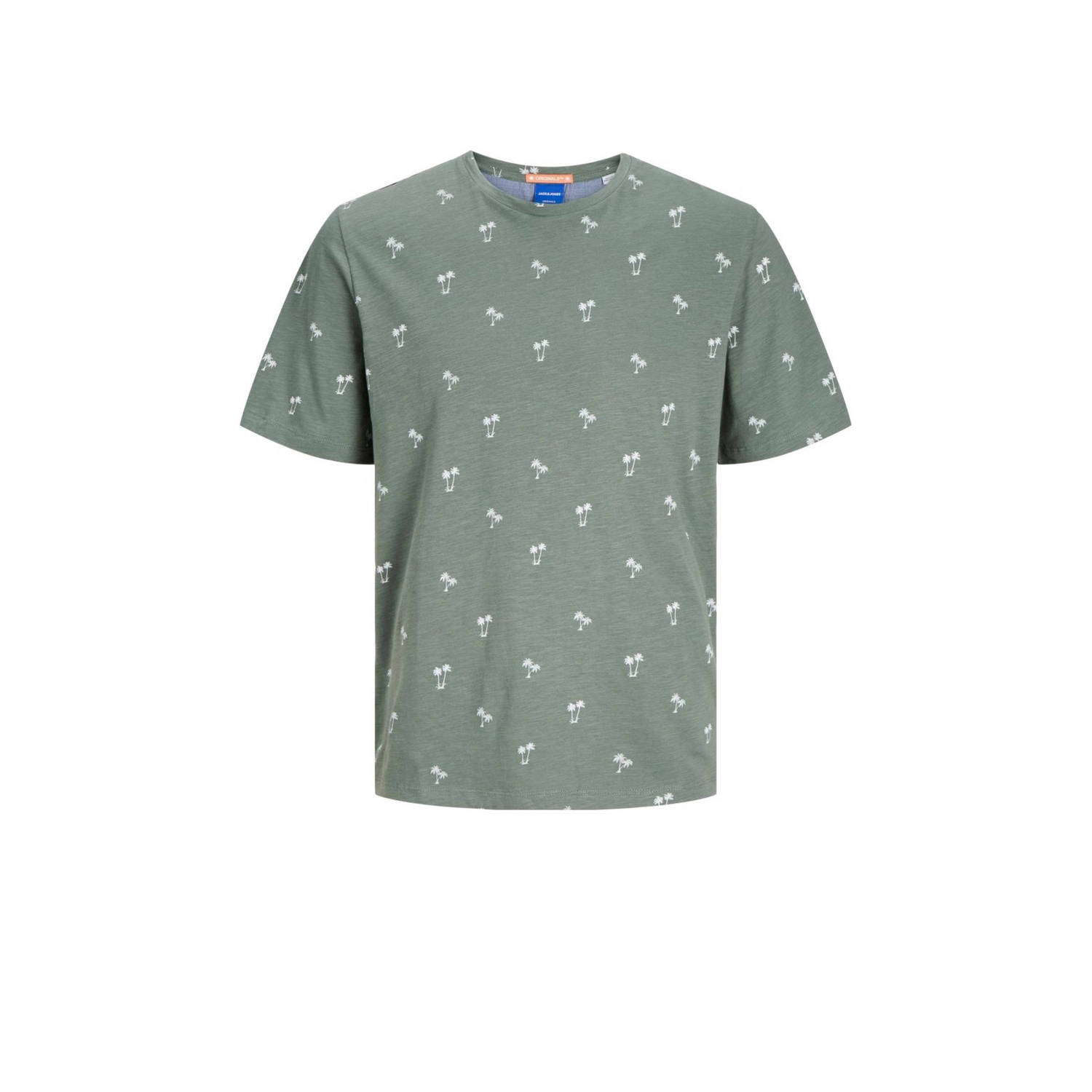 Jack & jones JUNIOR T-shirt JORPALM met all over print zachtgroen wit Jongens Katoen Ronde hals 140