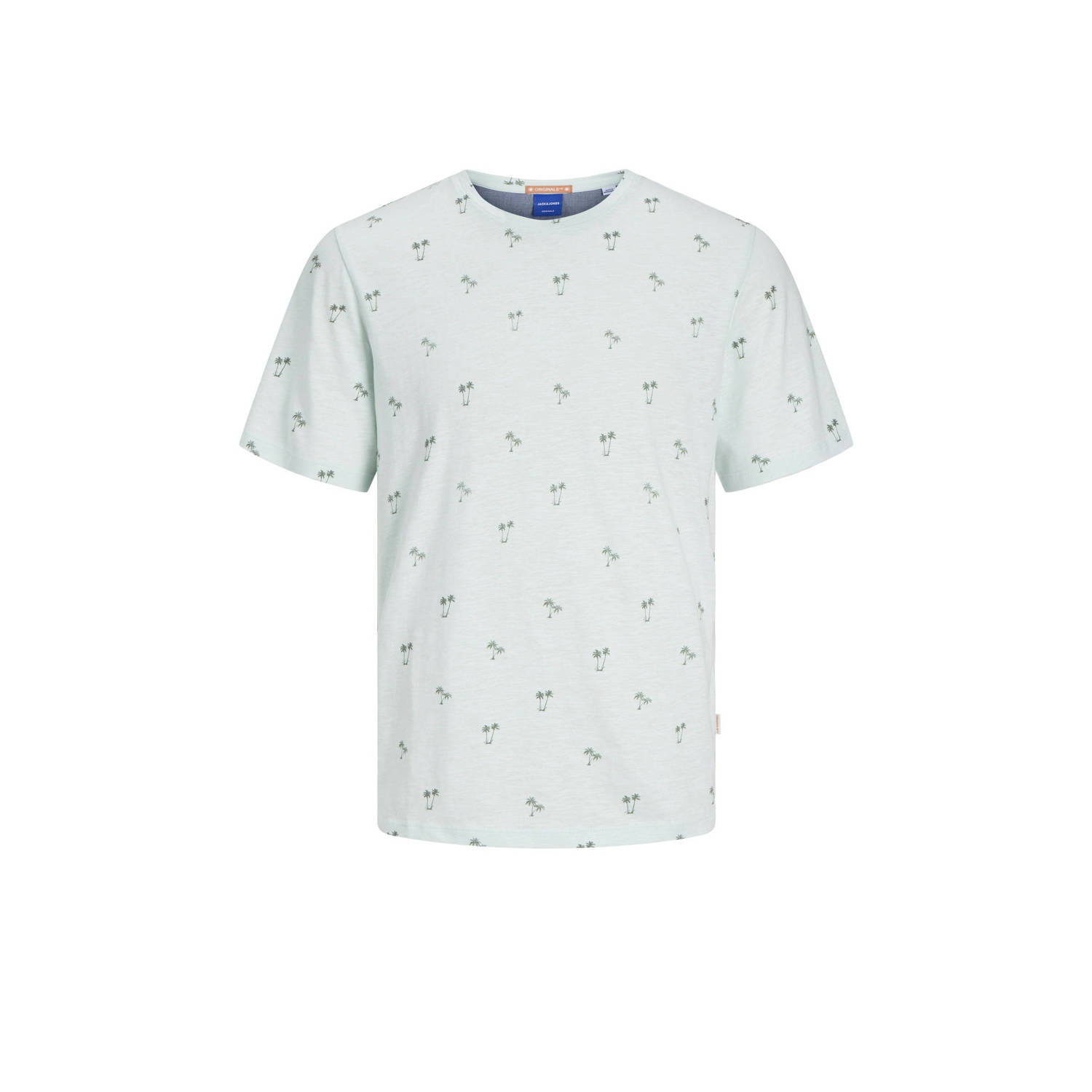 Jack & jones JUNIOR T-shirt JORPALM met all over print lichtblauw blauw Jongens Katoen Ronde hals 128