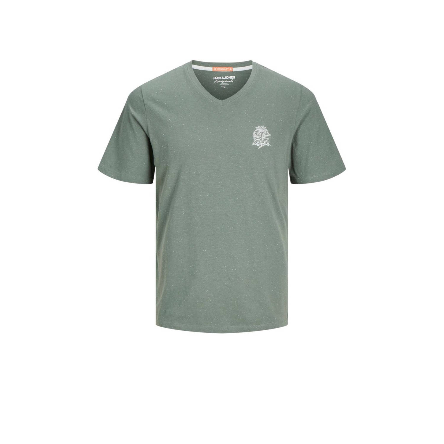 Jack & jones JUNIOR T-shirt JORPALM met printopdruk groen Jongens Katoen V-hals 128