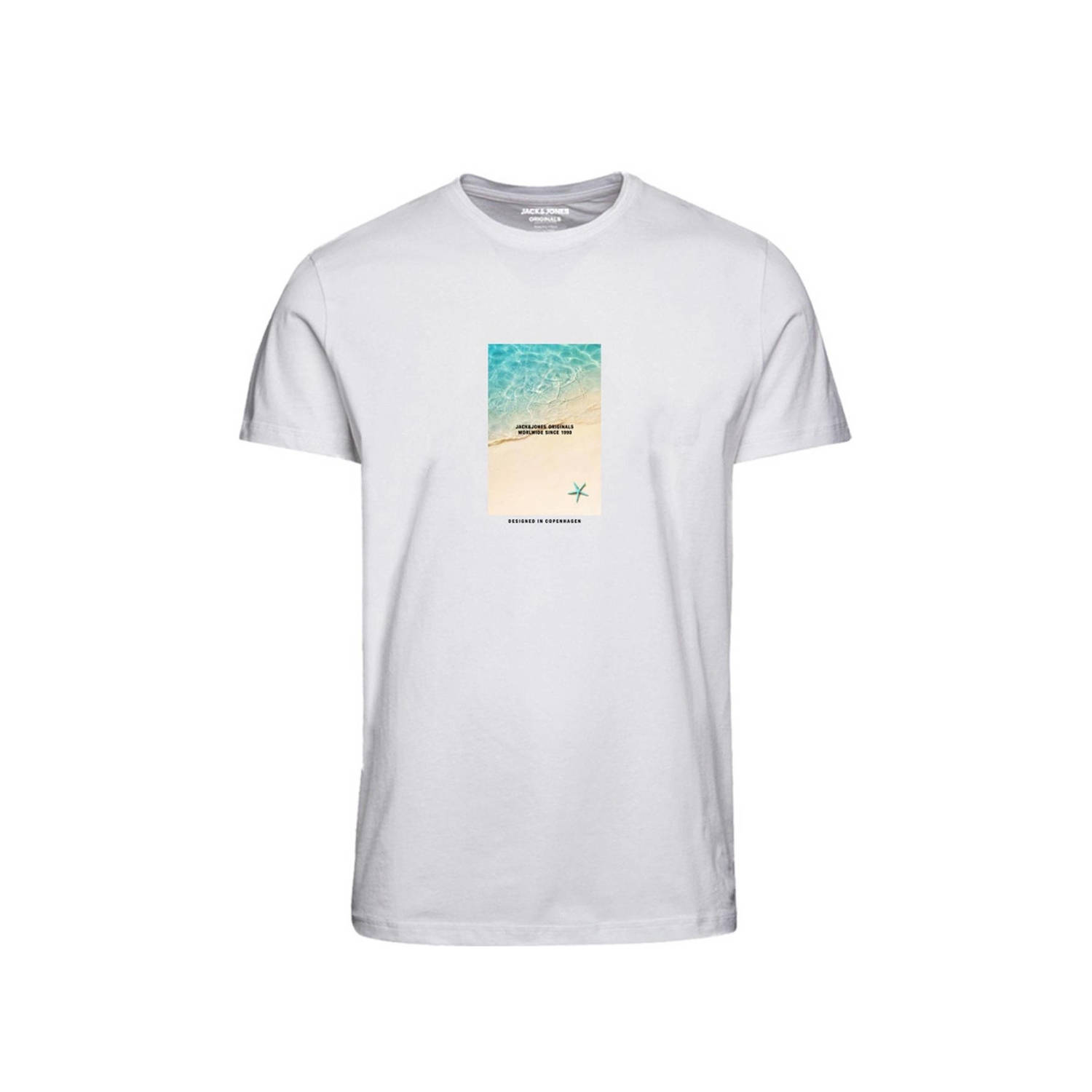 Jack & jones JUNIOR T-shirt JORMARBELLA met printopdruk wit Jongens Katoen Ronde hals 128