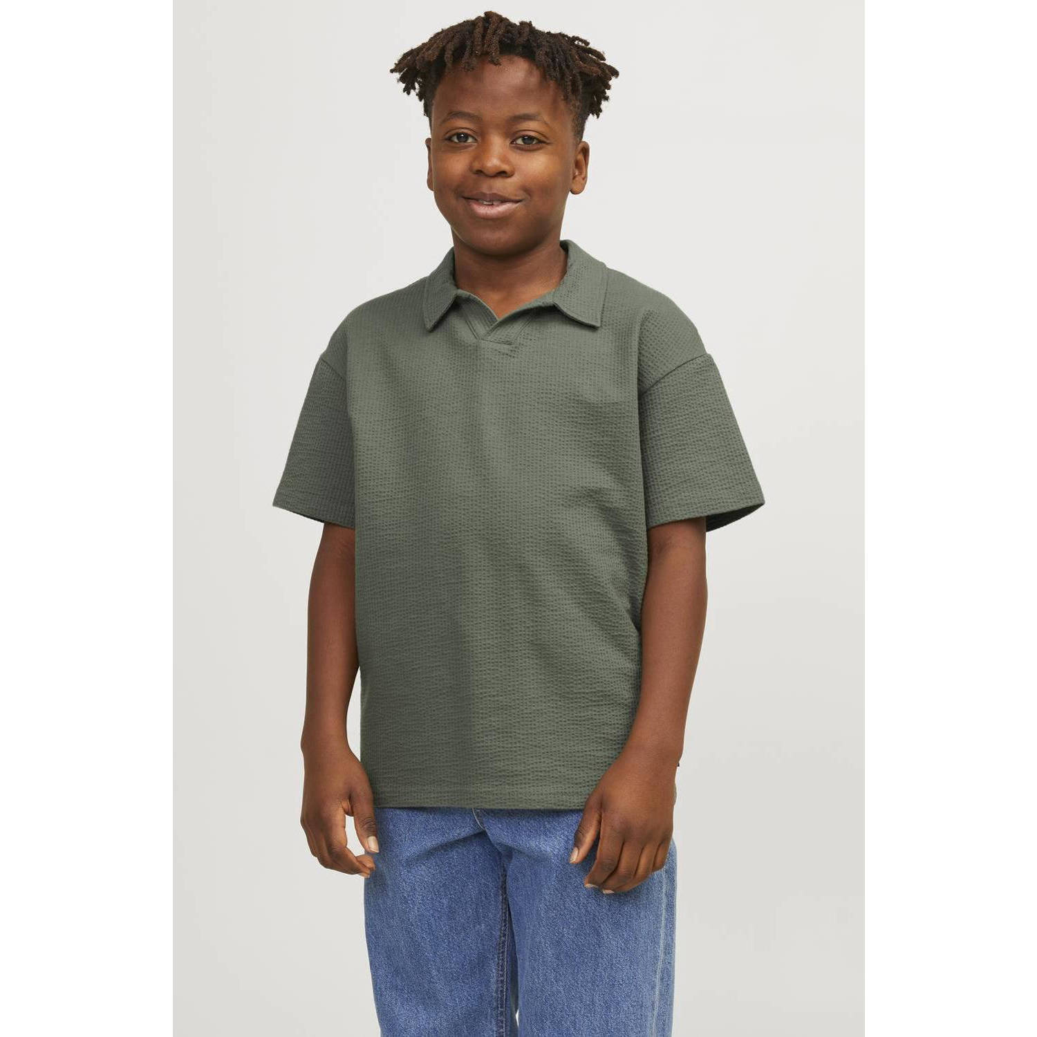 Jack & jones JUNIOR polo JCOFRED agave groen Jongens Stretchkatoen Polokraag 152