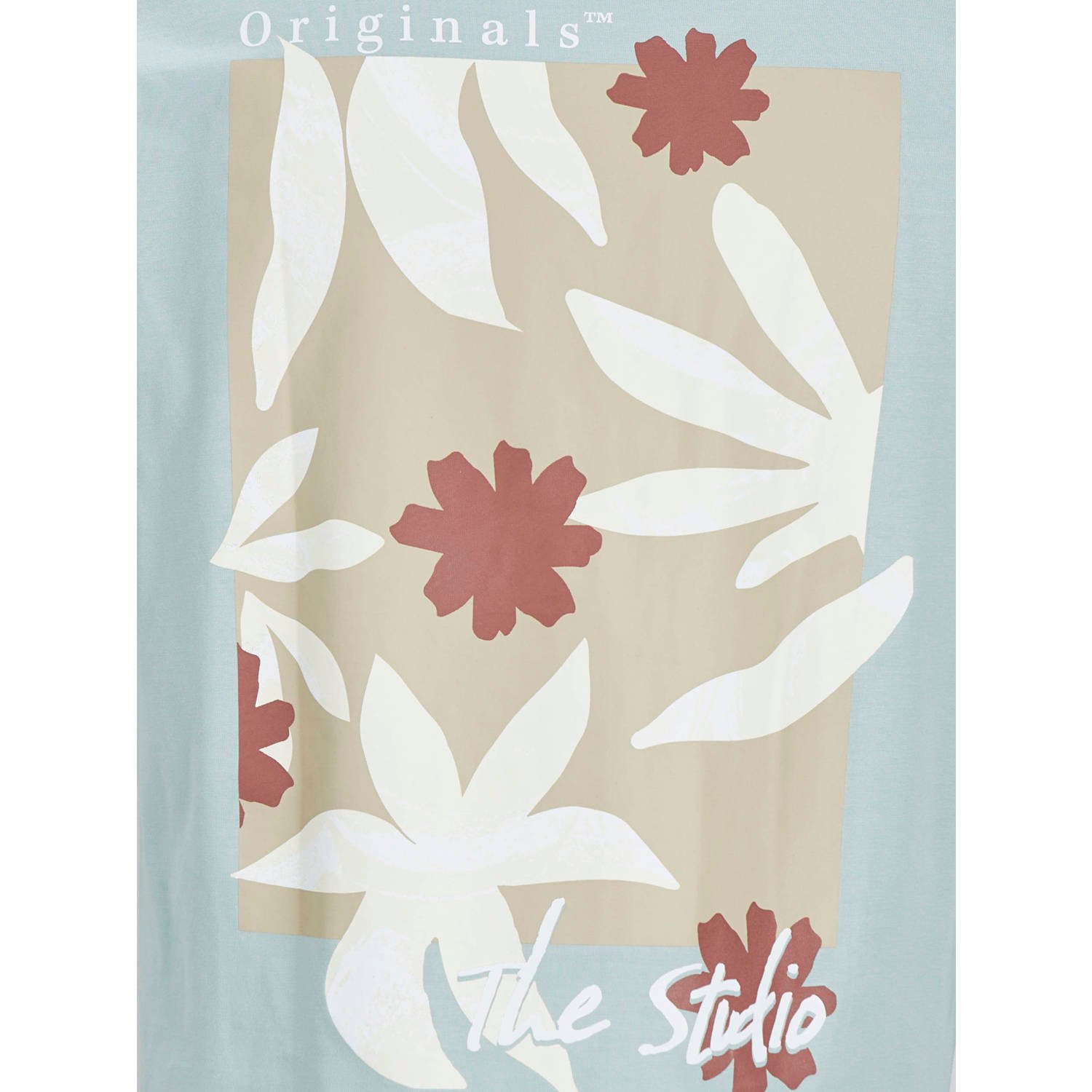 JACK & JONES JUNIOR T-shirt JORMARBELLA met backprint grijsblauw