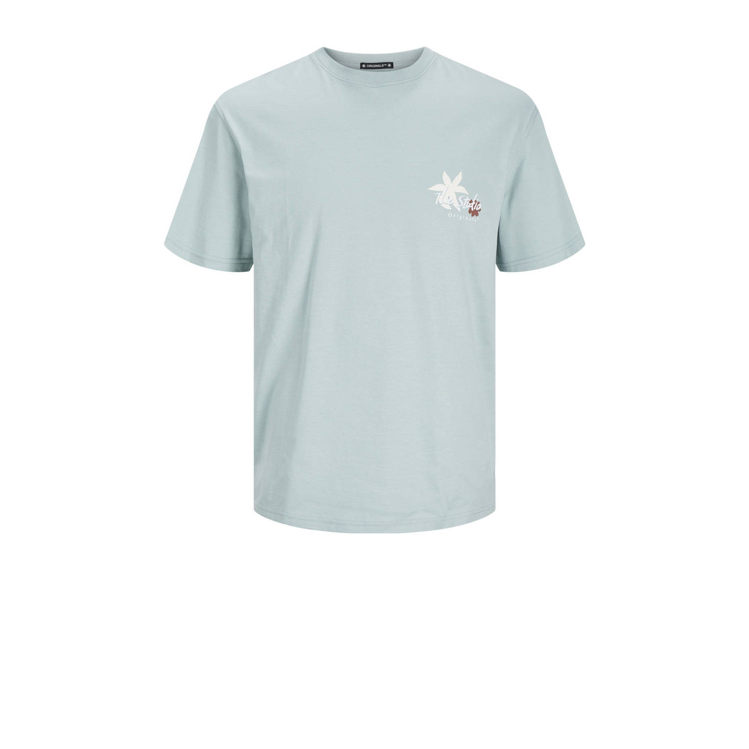 Jack & jones JUNIOR T-shirt JORMARBELLA met backprint grijsblauw Jongens Katoen Ronde hals 128