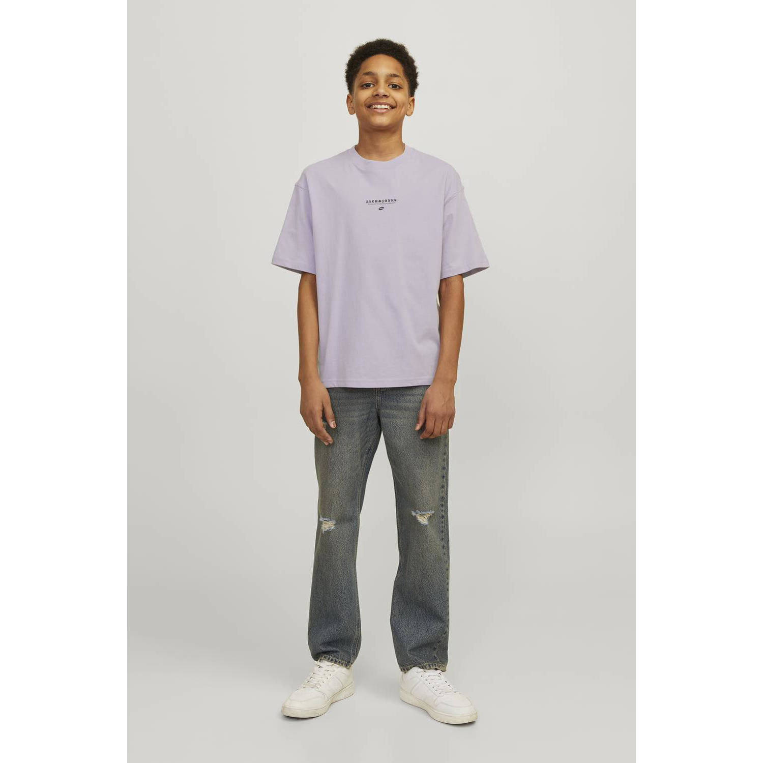 JACK & JONES JUNIOR T-shirt JORMARBELLA met backprint lila