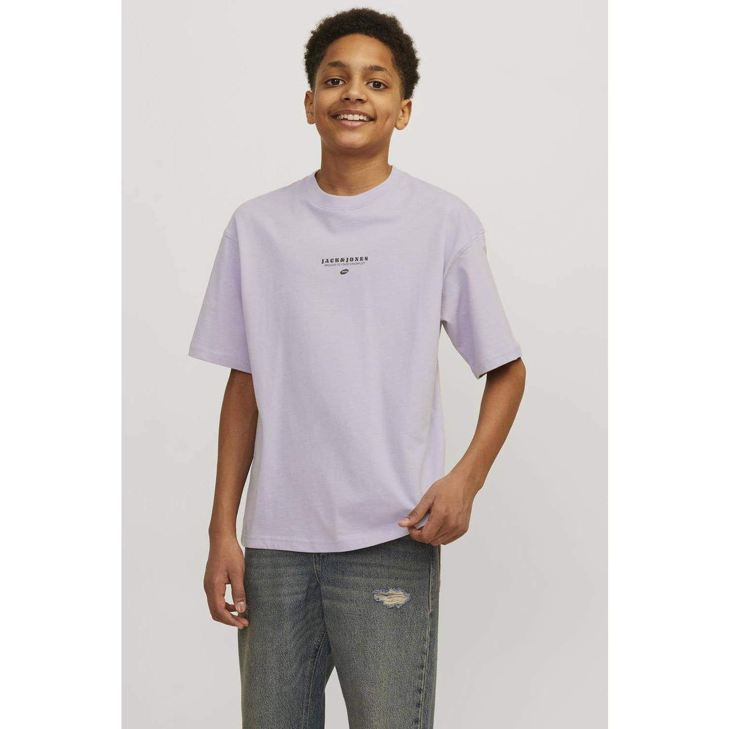 JACK & JONES JUNIOR T-shirt JORMARBELLA met backprint lila