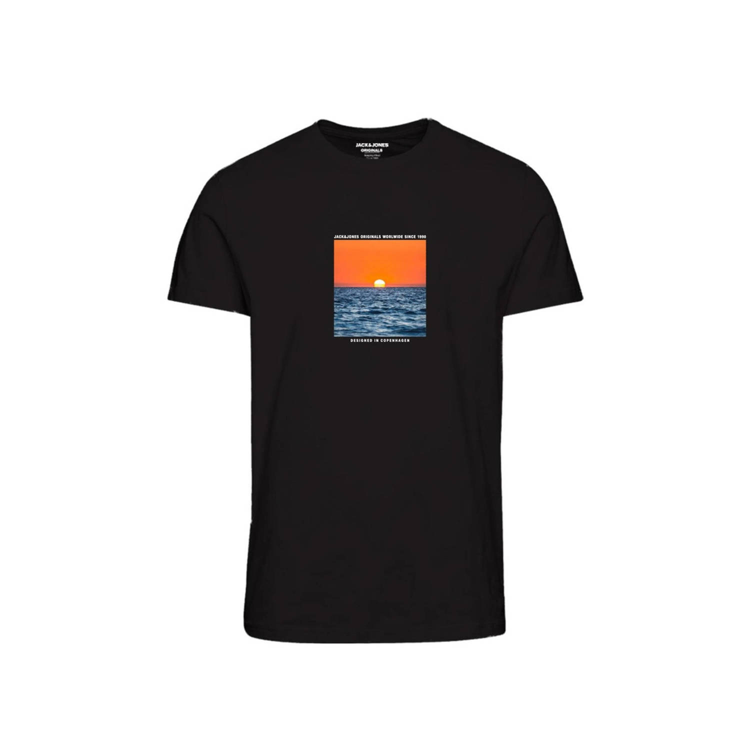 Jack & jones JUNIOR T-shirt JORMARBELLA met printopdruk zwart Jongens Katoen Ronde hals 128