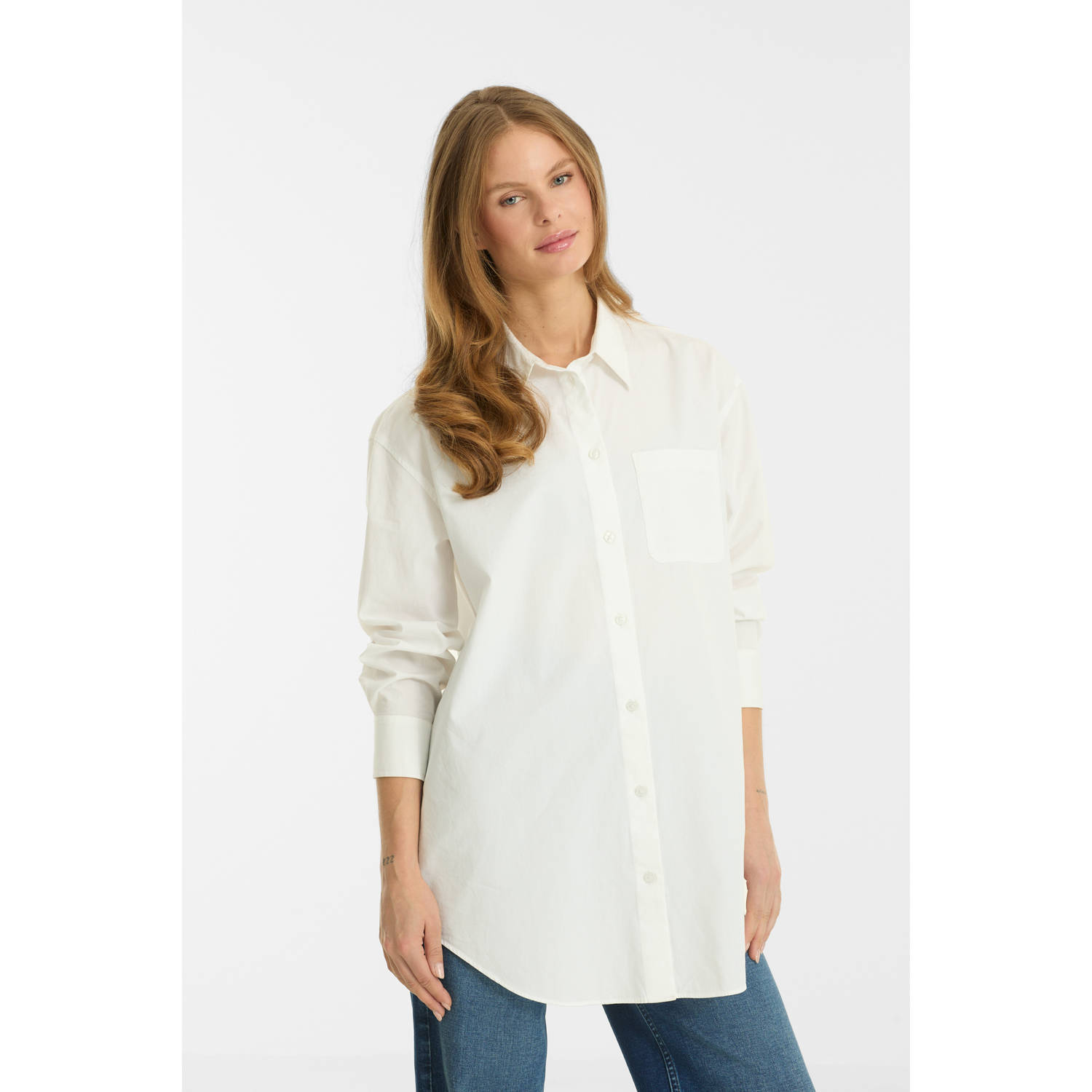 Anytime oversized poplin blouse wit