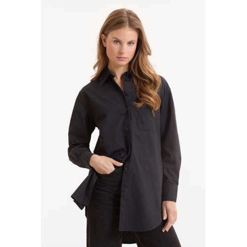 anytime oversized poplin blouse zwart afbeelding