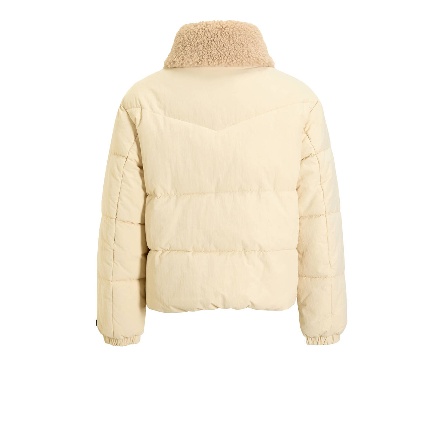 Coolcat Puffer Winterjas Joyce met Teddy Kraag Zand