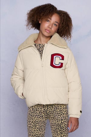 Puffer Winterjas Joyce  met Teddy Kraag Zand