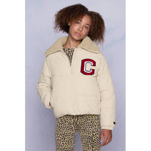Coolcat Puffer Winterjas Joyce met Teddy Kraag Zand afbeelding