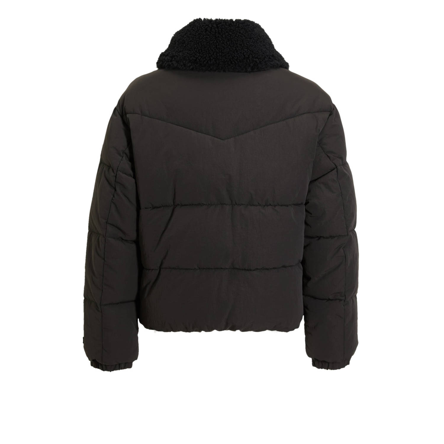Coolcat Puffer Winterjas Joyce met Teddy Kraag Zwart