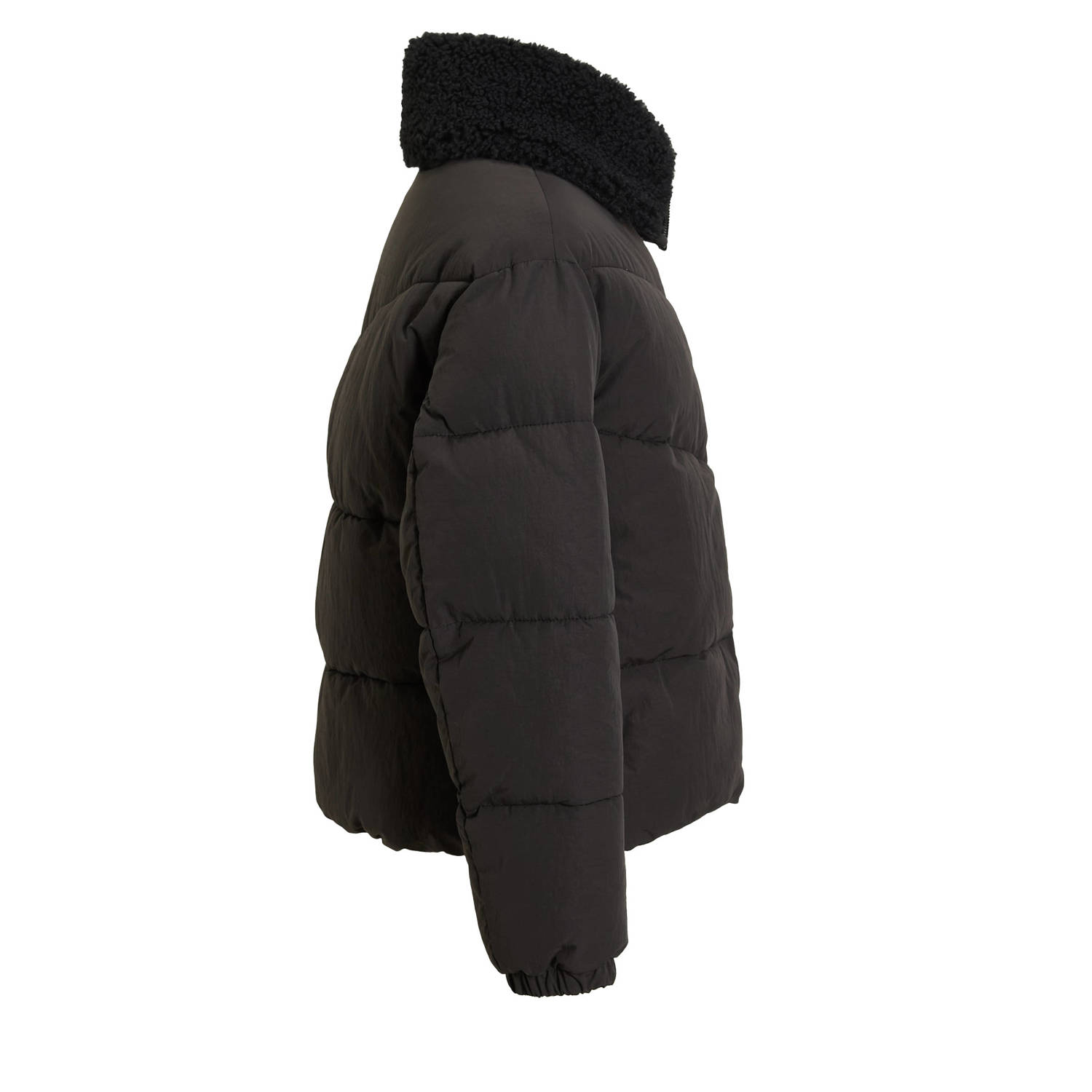 Coolcat Puffer Winterjas Joyce met Teddy Kraag Zwart