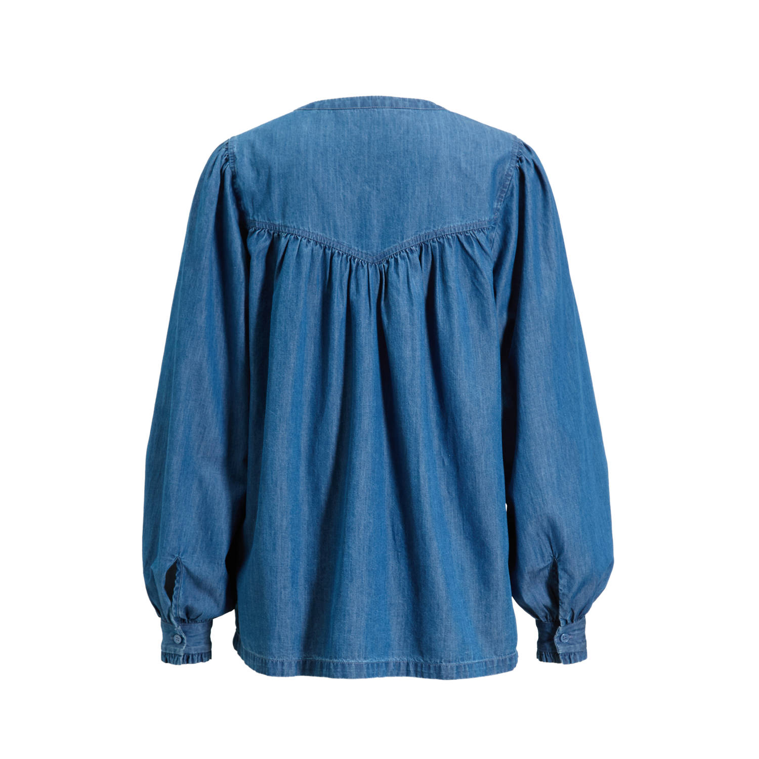 anytime denim blouse met v-hals blauw