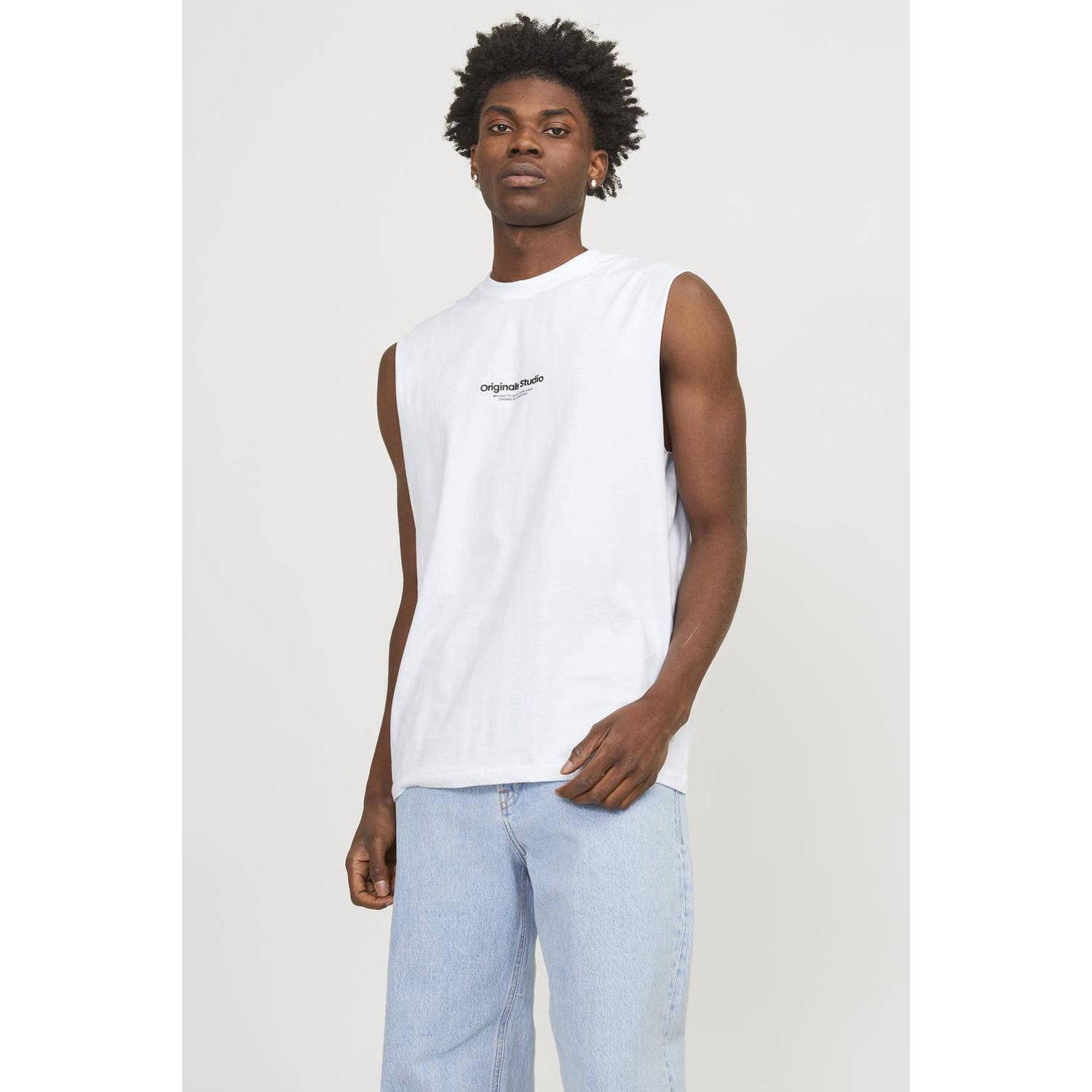 JACK & JONES ORIGINALS oversized T-shirt JORVESTERBRO met printopdruk bright white