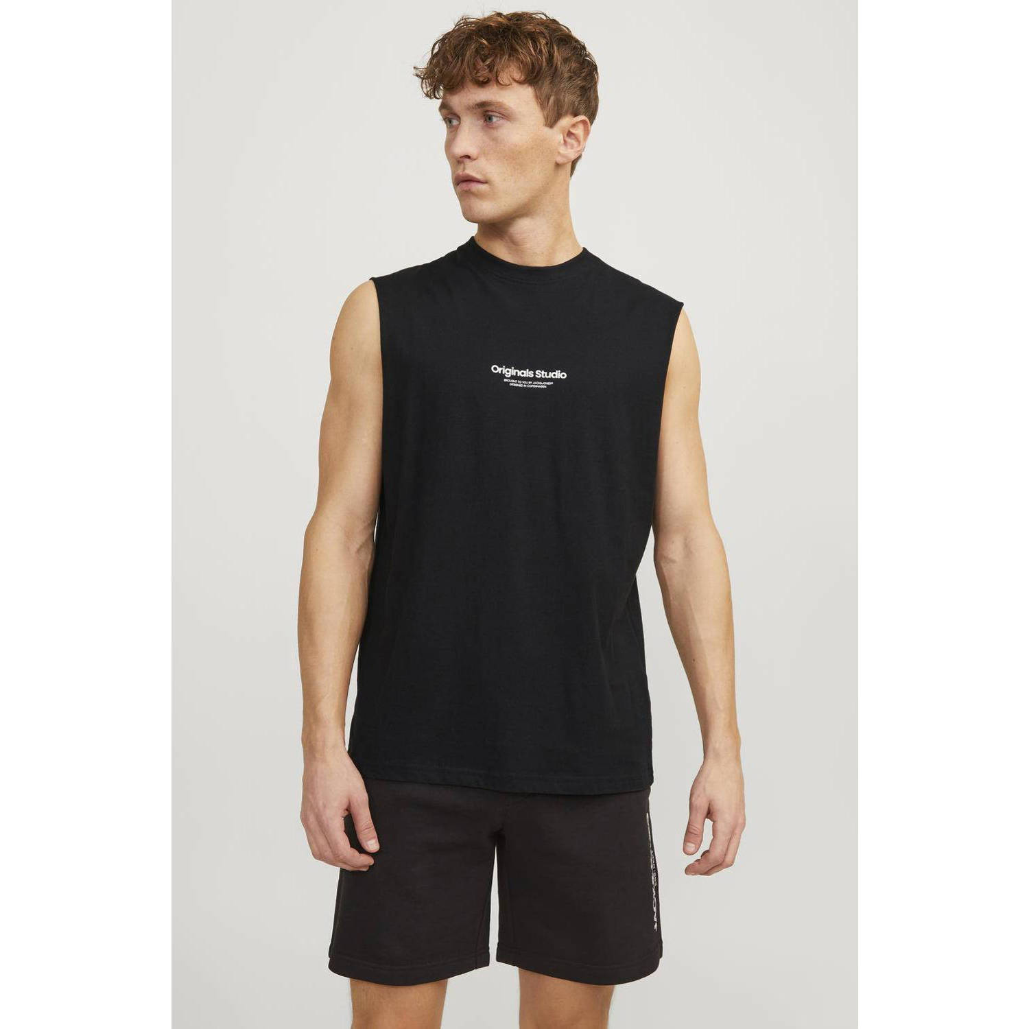 JACK & JONES ORIGINALS oversized T-shirt JORVESTERBRO met printopdruk black